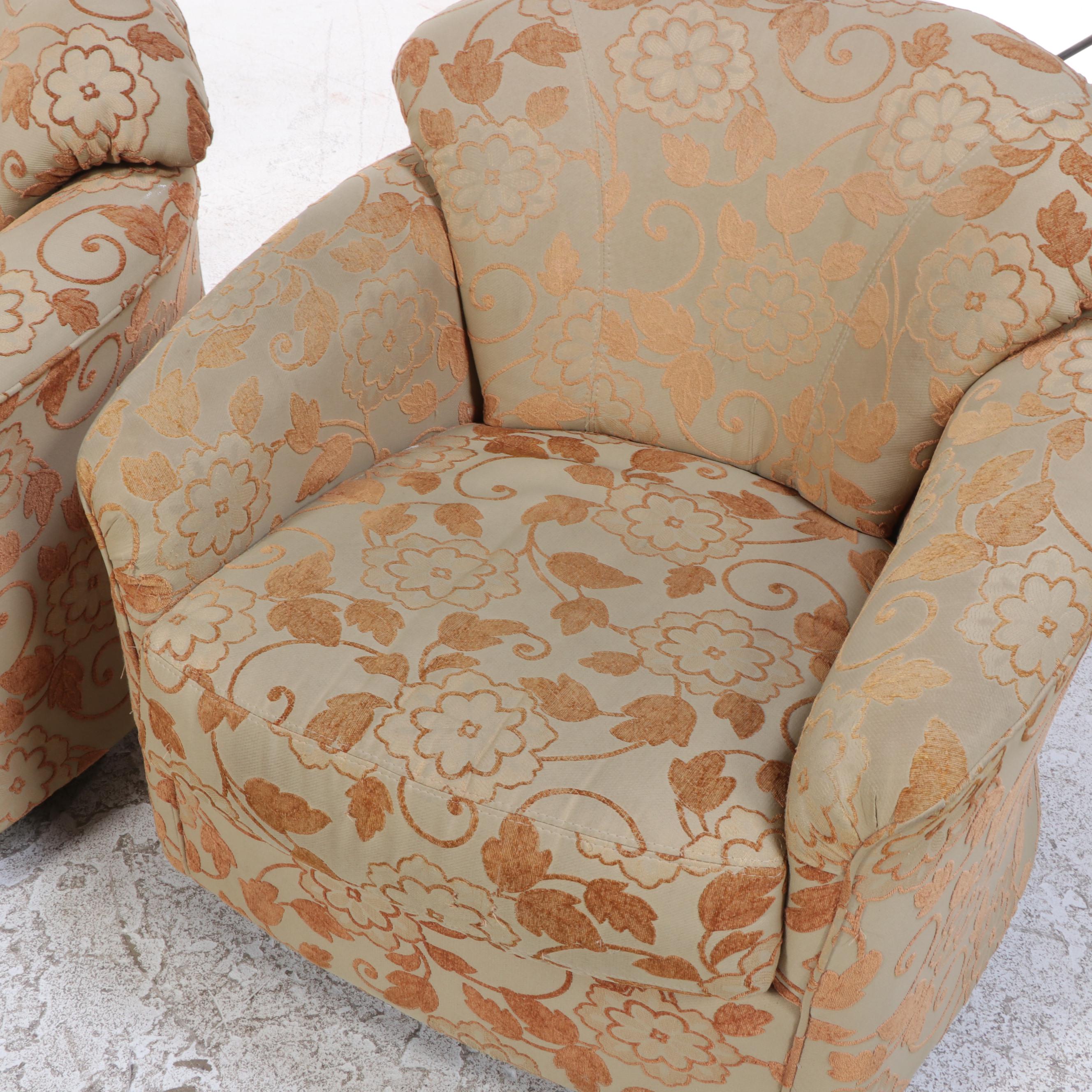 Pair of Klaussner Home Furnishings Custom-Upholstered Swivel-Gliders