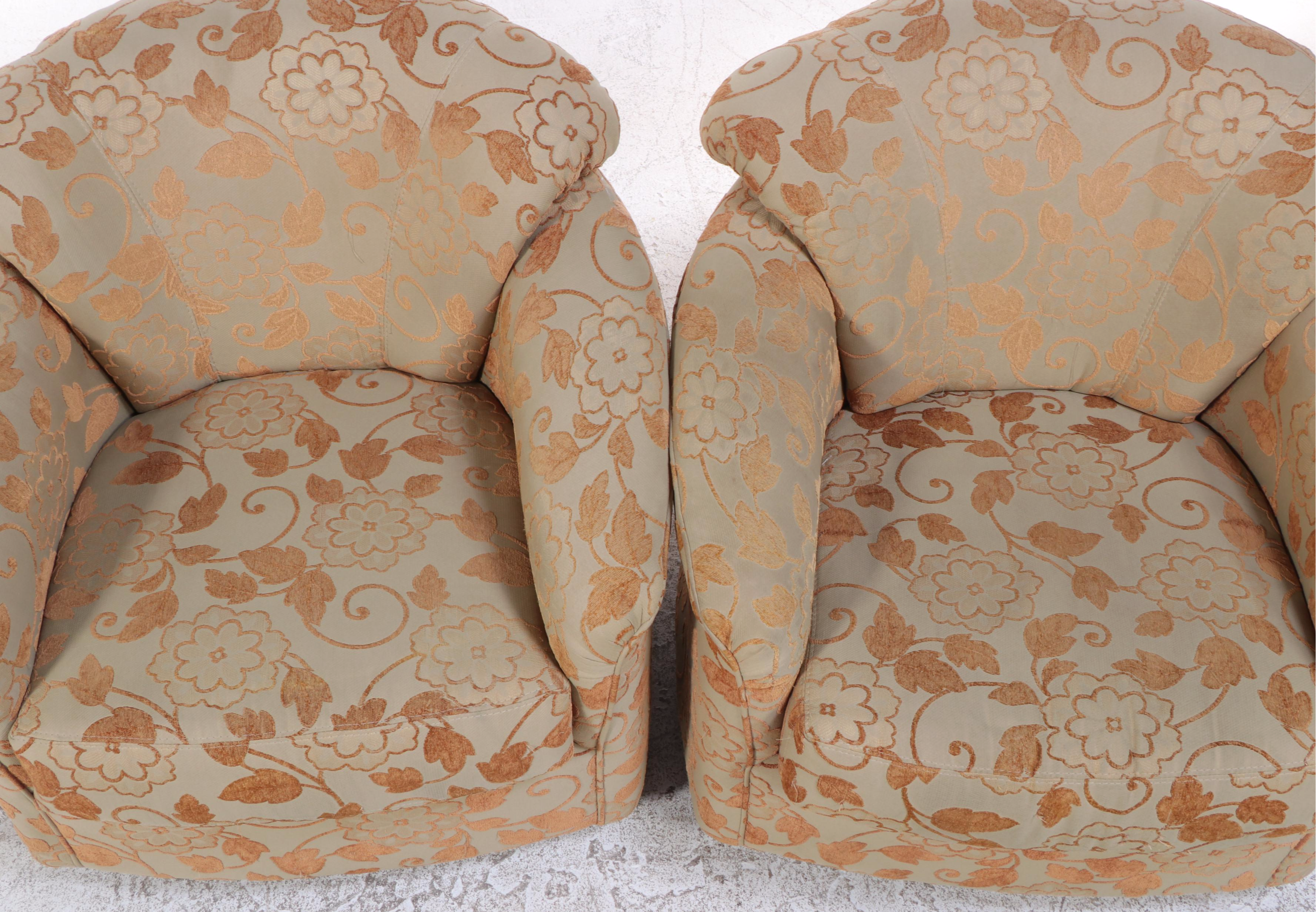 Pair of Klaussner Home Furnishings Custom-Upholstered Swivel-Gliders