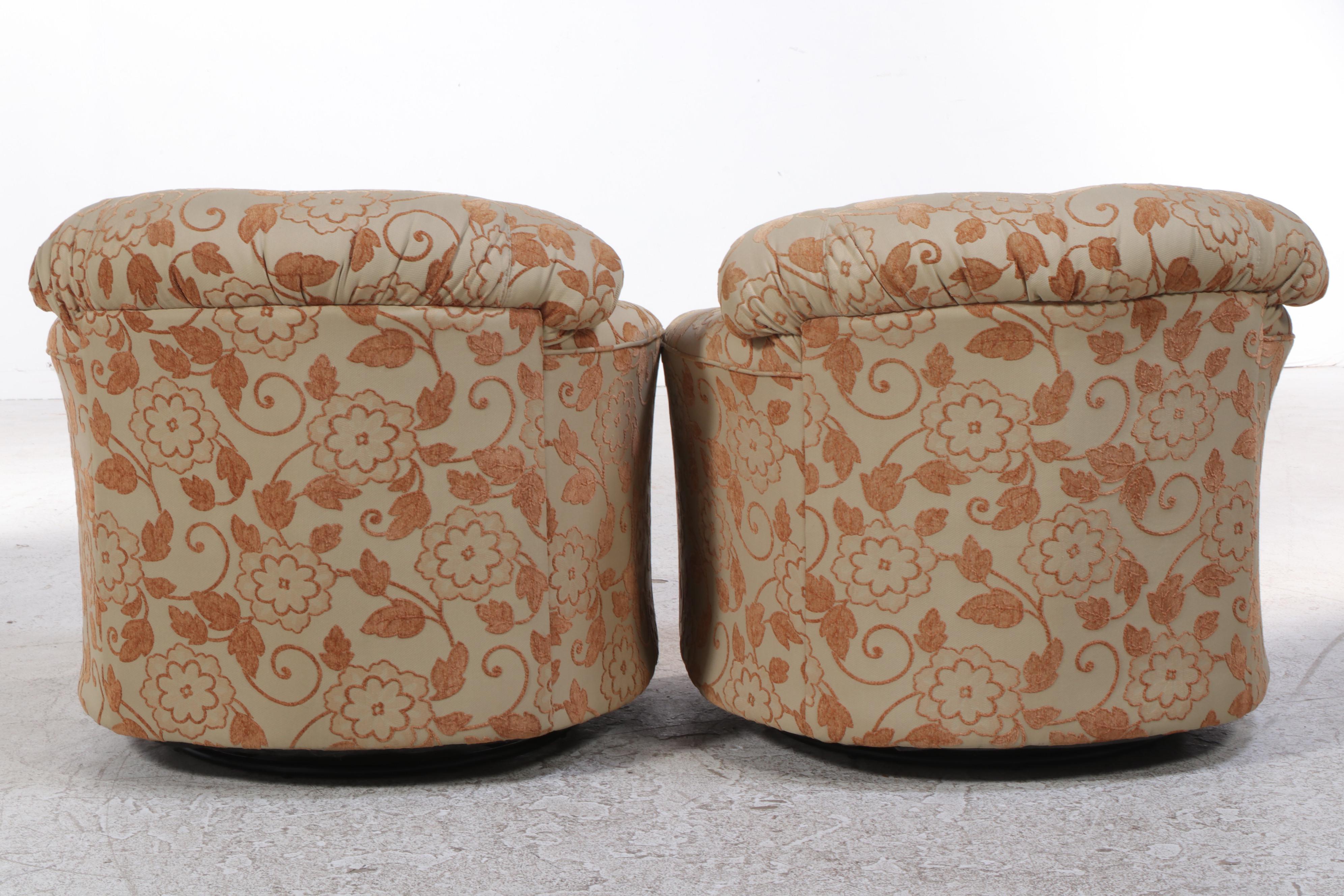 Pair of Klaussner Home Furnishings Custom-Upholstered Swivel-Gliders