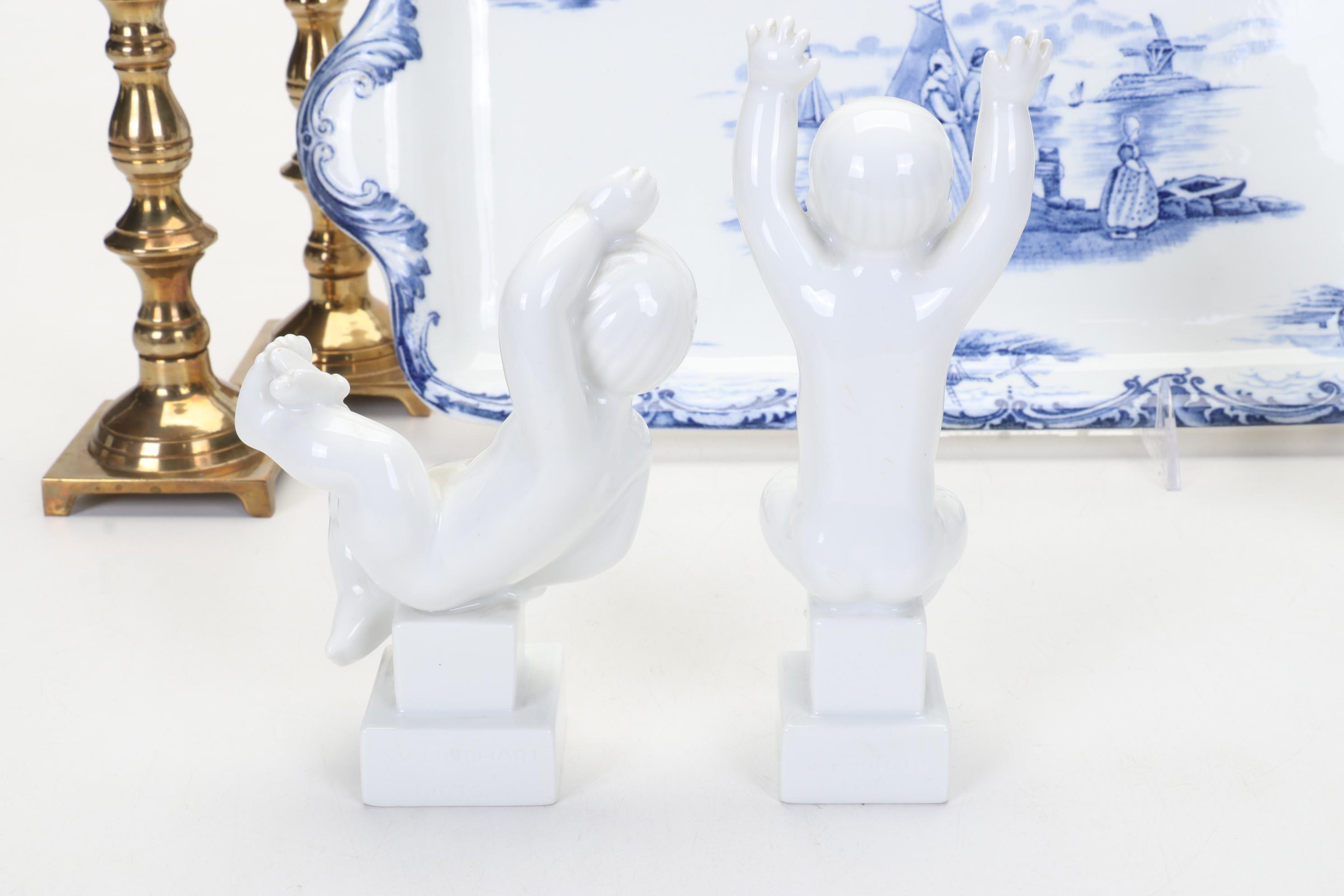 Bing and Grøndahl "Adam" and "Eve" with Other Figurines and Table Décor