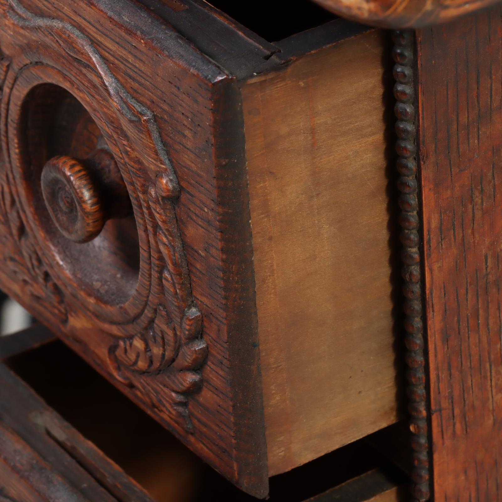 Singer Treadle-Wheel Sewing Machine with Oak and Iron Cabinet, Early 20th C.