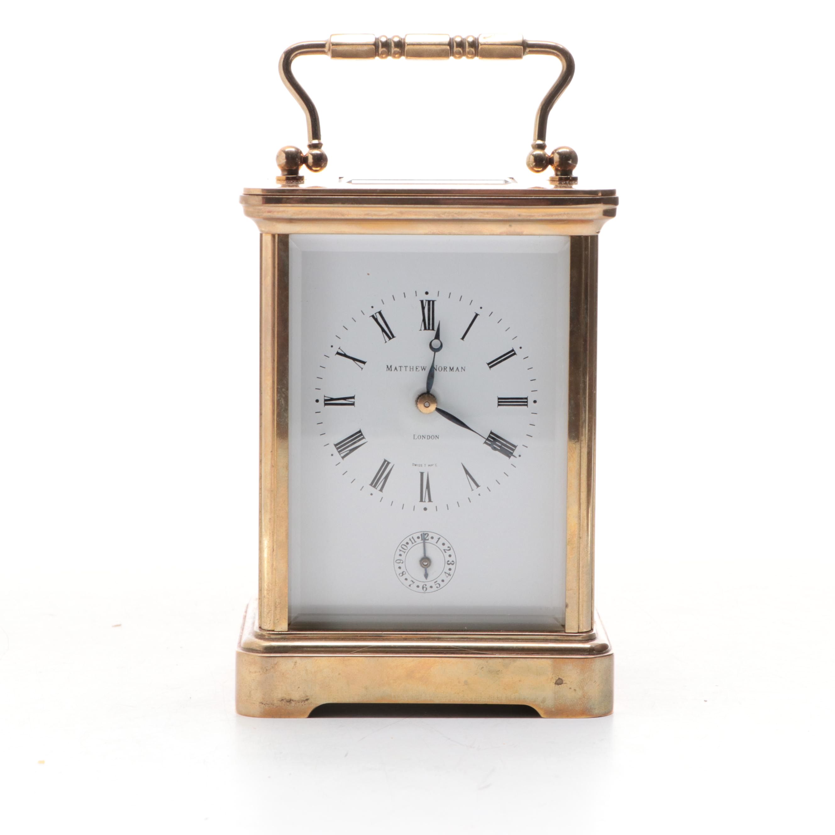 Matthew Norman Brass and Glass Carriage Clock