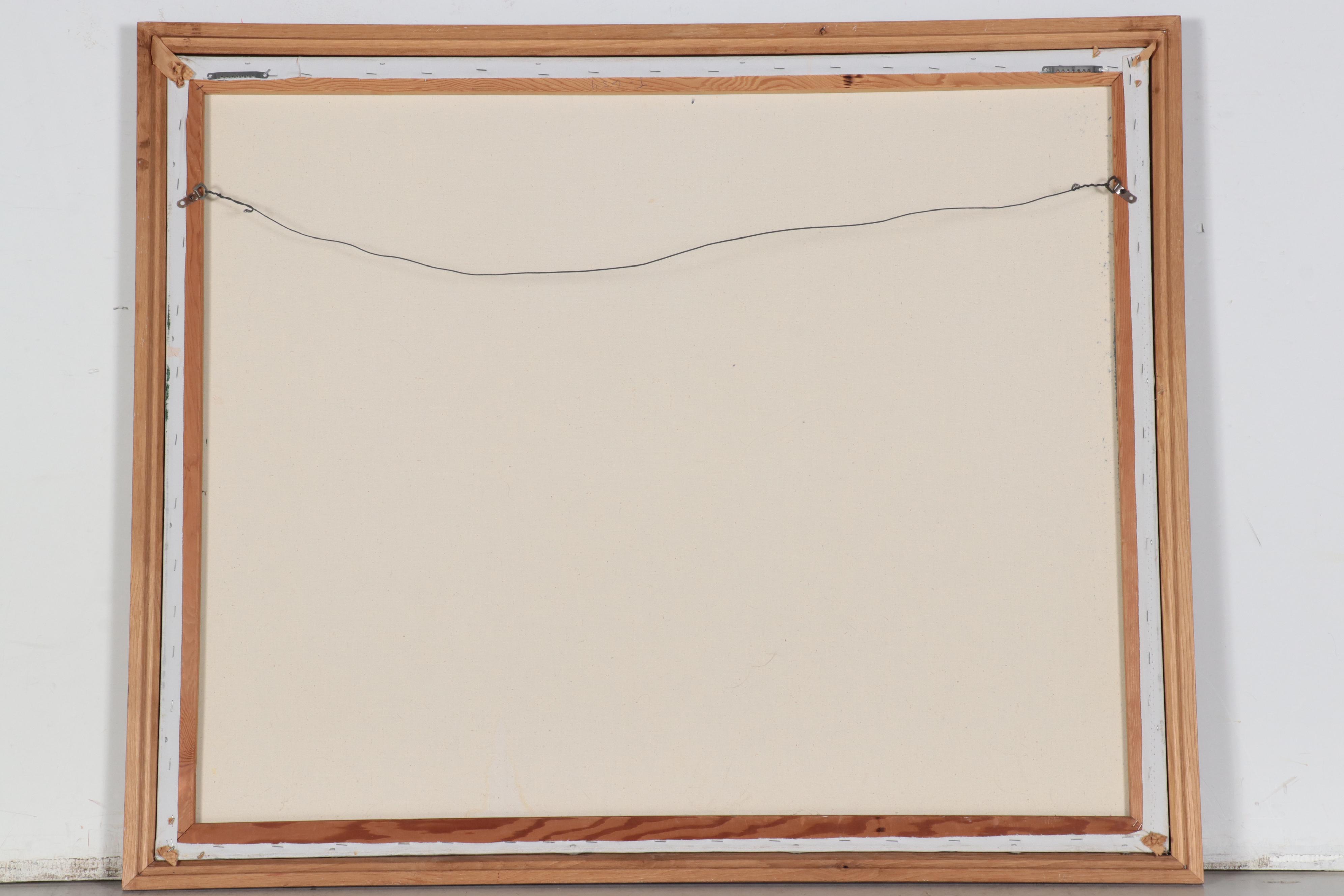 H. Huntington Folk Art Serigraph of Town Scene