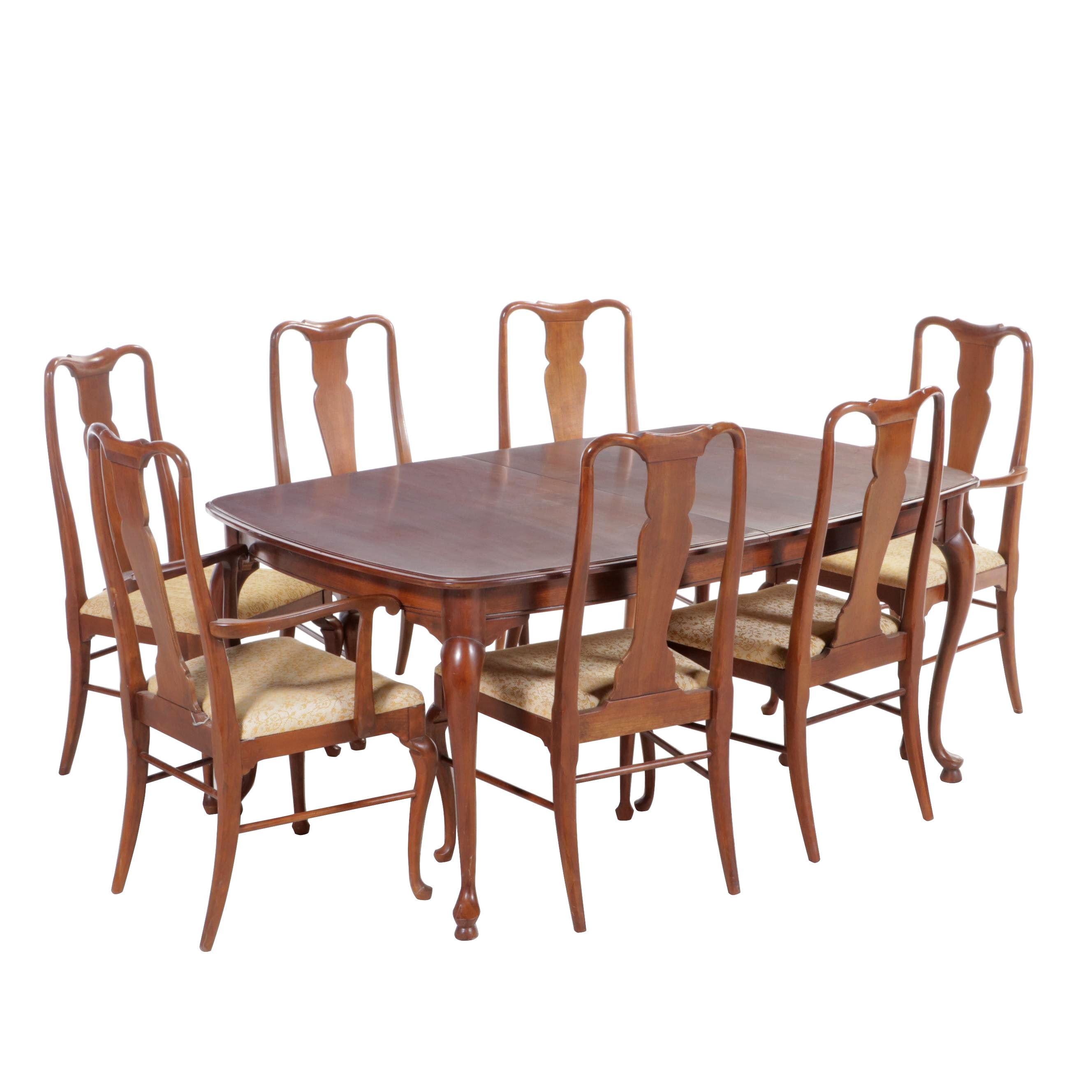 Eight-Piece Thomasville Queen Anne Style Cherrywood Dining Set