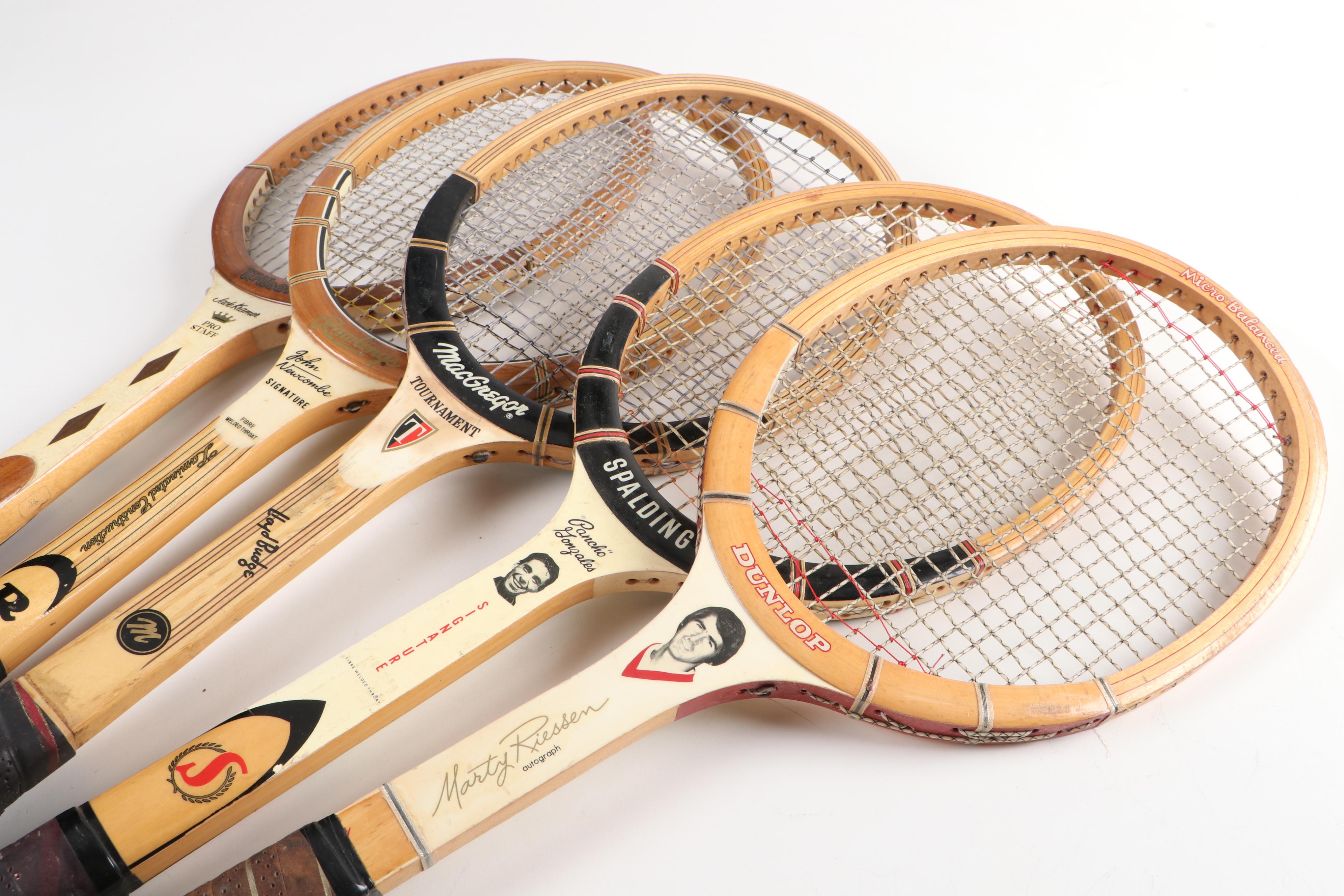Spalding, MacGregor, More Model Tennis Rackets with Press Holders, Mid-20th C.