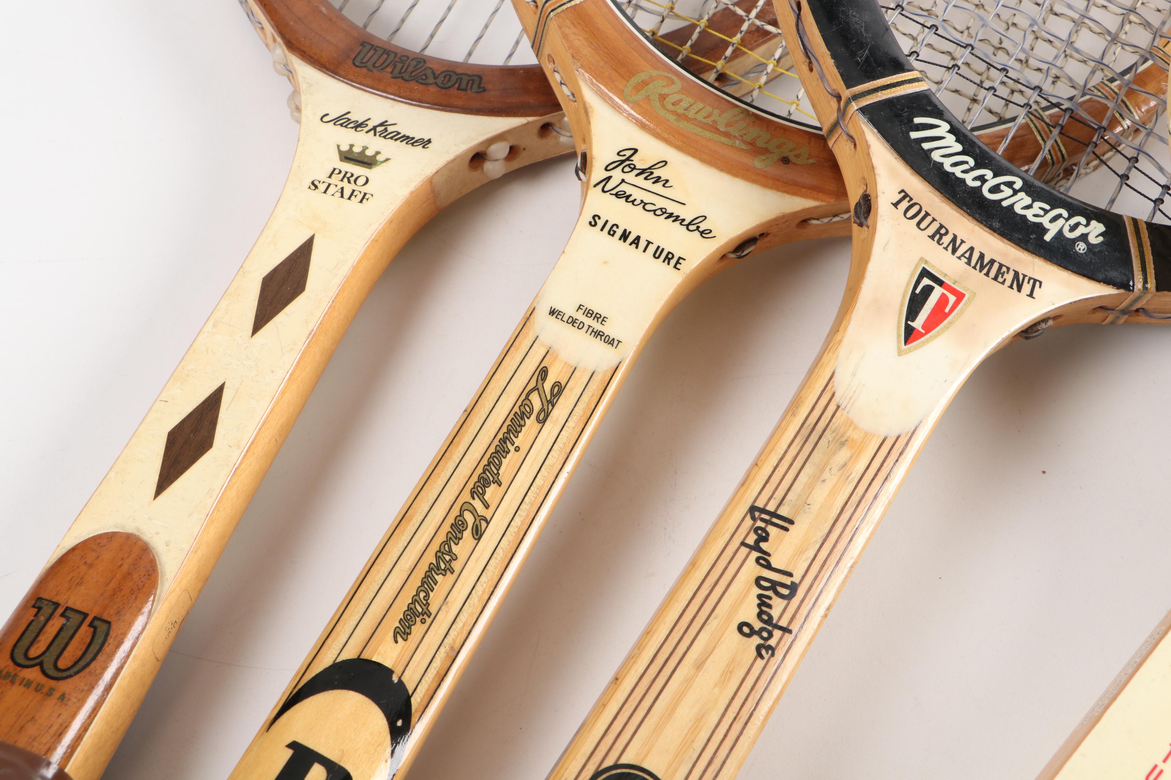 Spalding, MacGregor, More Model Tennis Rackets with Press Holders, Mid-20th C.