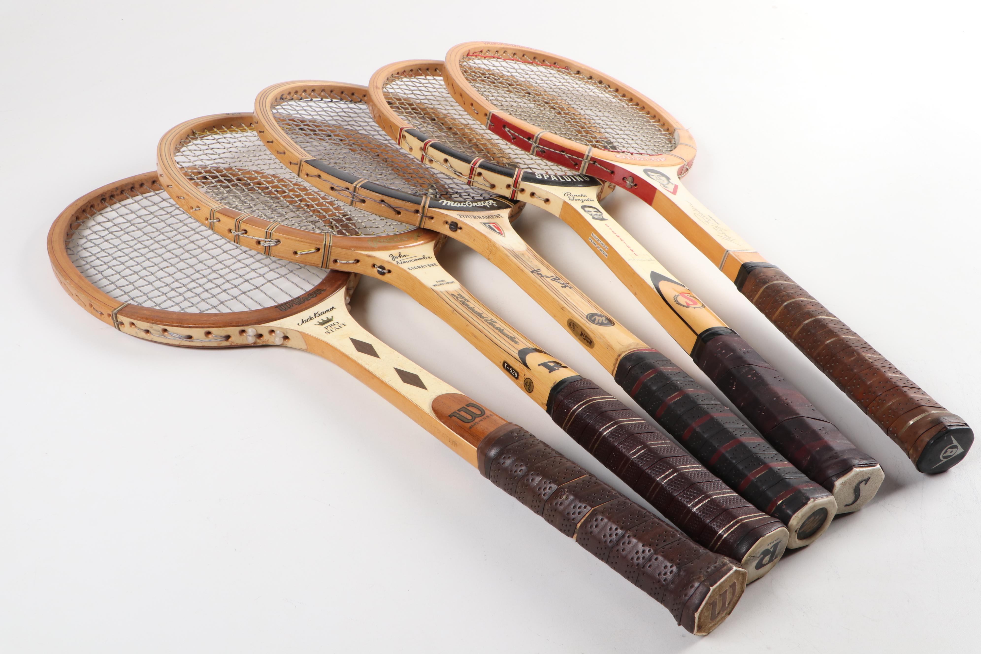 Spalding, MacGregor, More Model Tennis Rackets with Press Holders, Mid-20th C.