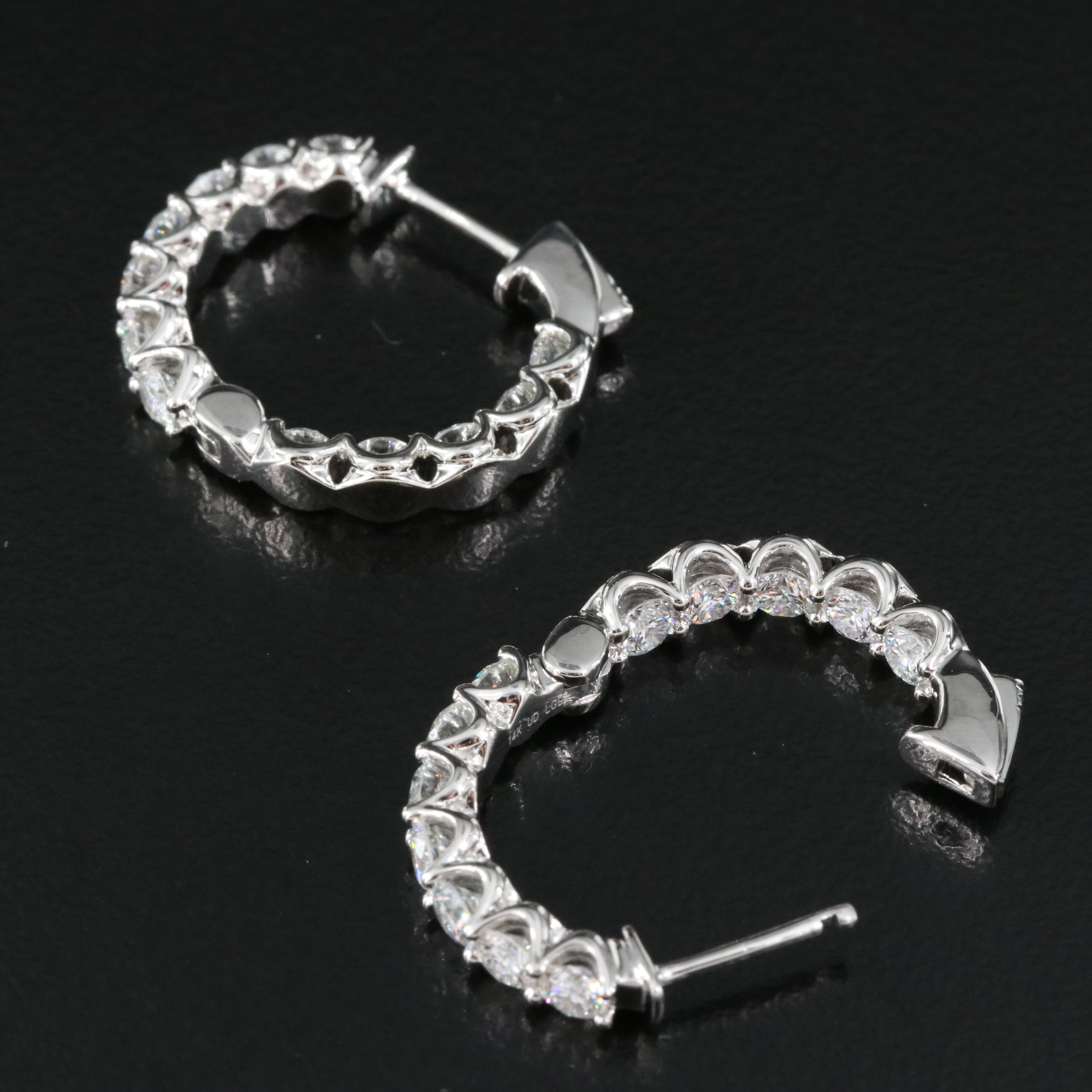 14K 2.35 CTW Lab Grown Diamond Inside-Out Hoop Earrings