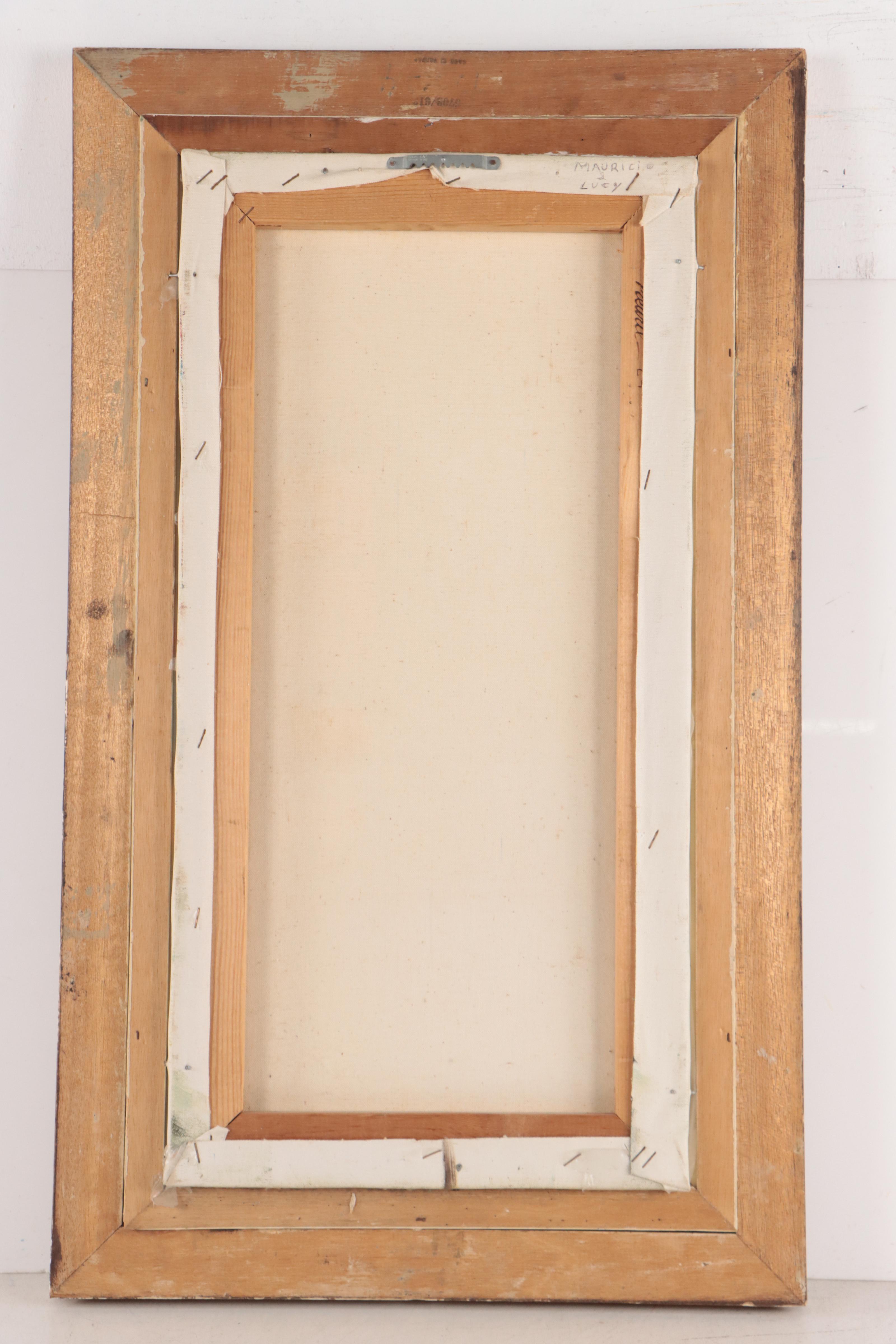 European Street Scene Oil Painting, Circa 1975