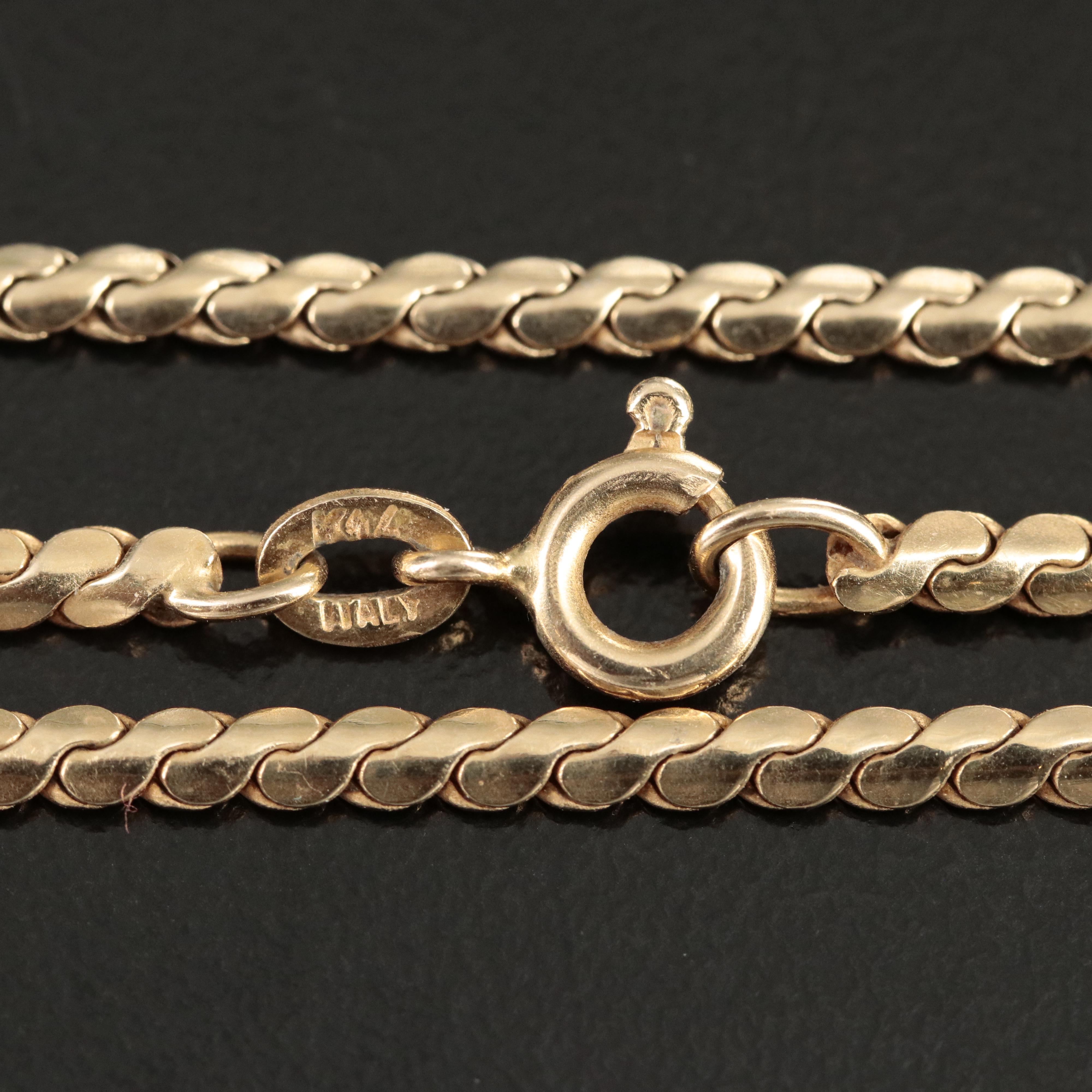 Italian 14K Serpentine Chain Necklace
