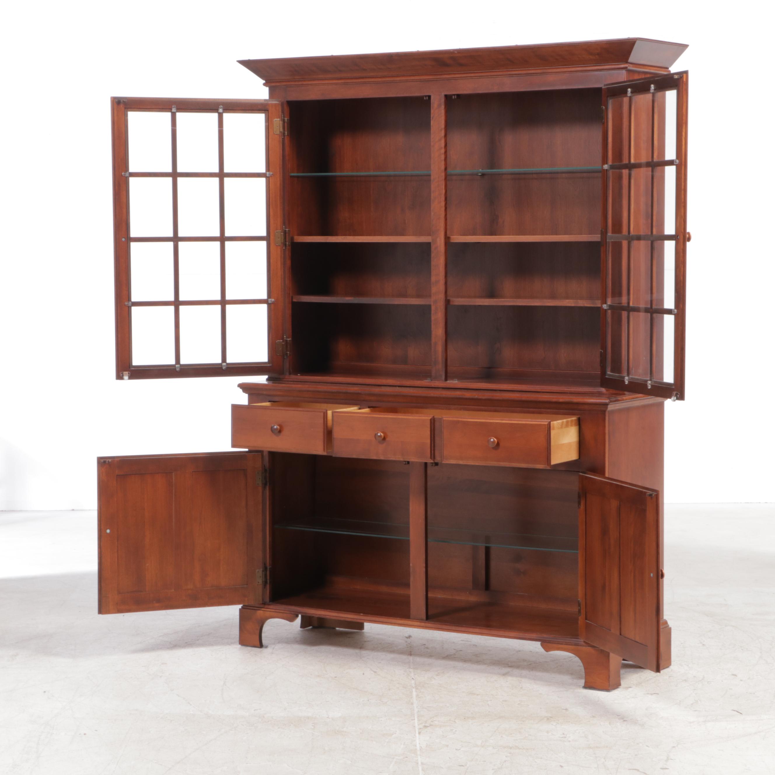 Nichols & Stone Co. Shaker Style Cherry China Cabinet, Late 20th Century