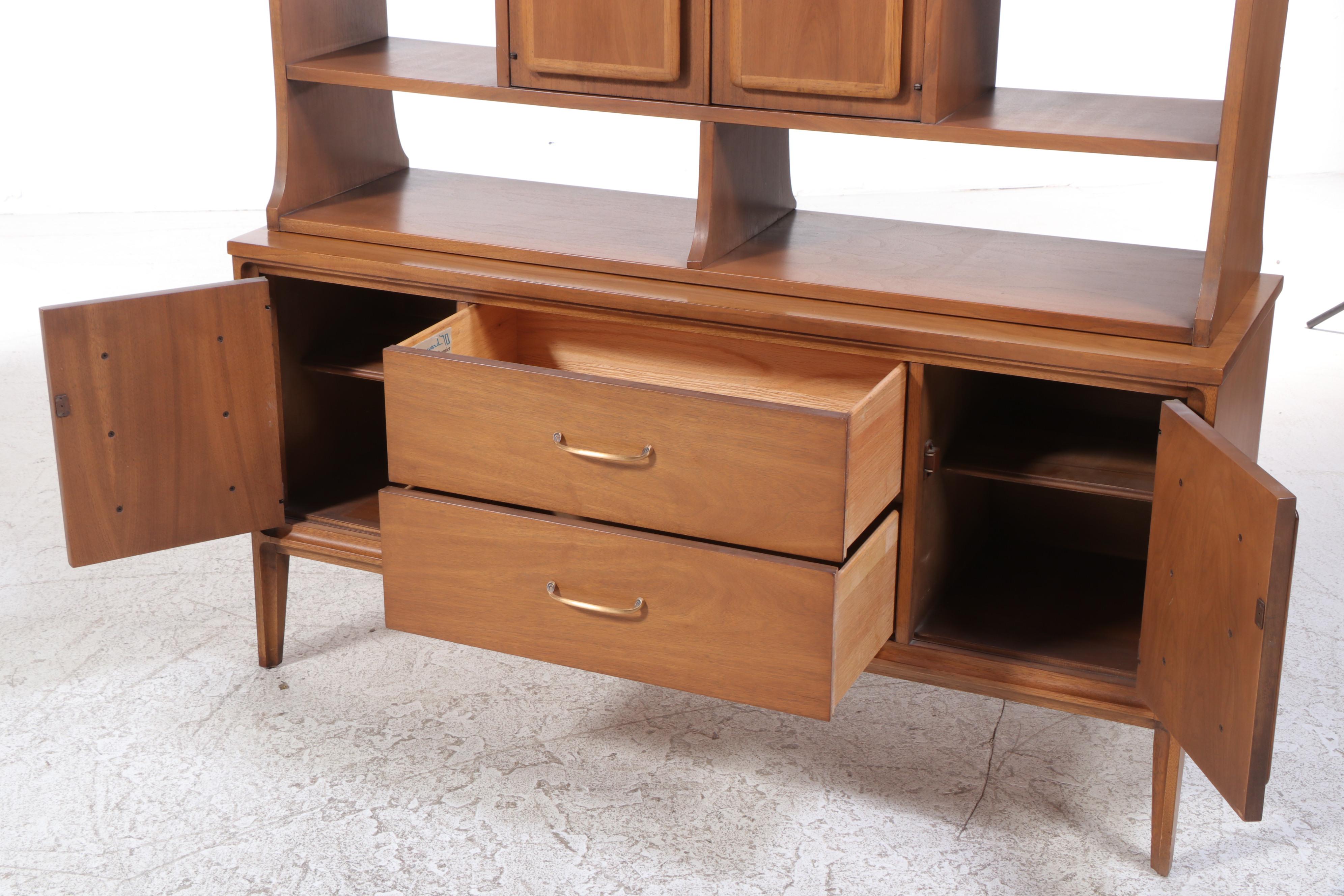 Forward '70 by Broyhill Premier Walnut Buffet With Hutch, Late 20th Century