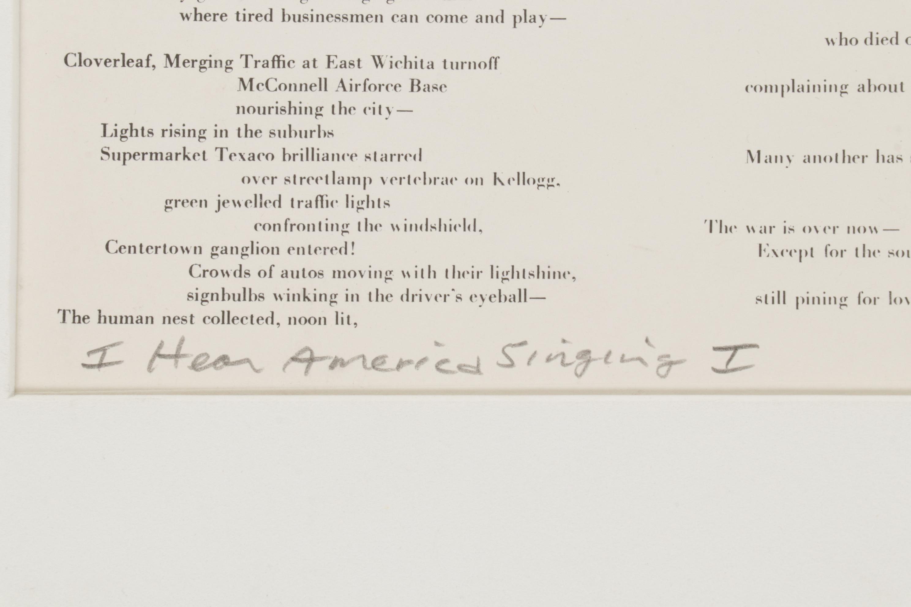 Sidney Chafetz Etching and Lithograph "I Hear America Singing I," 1970