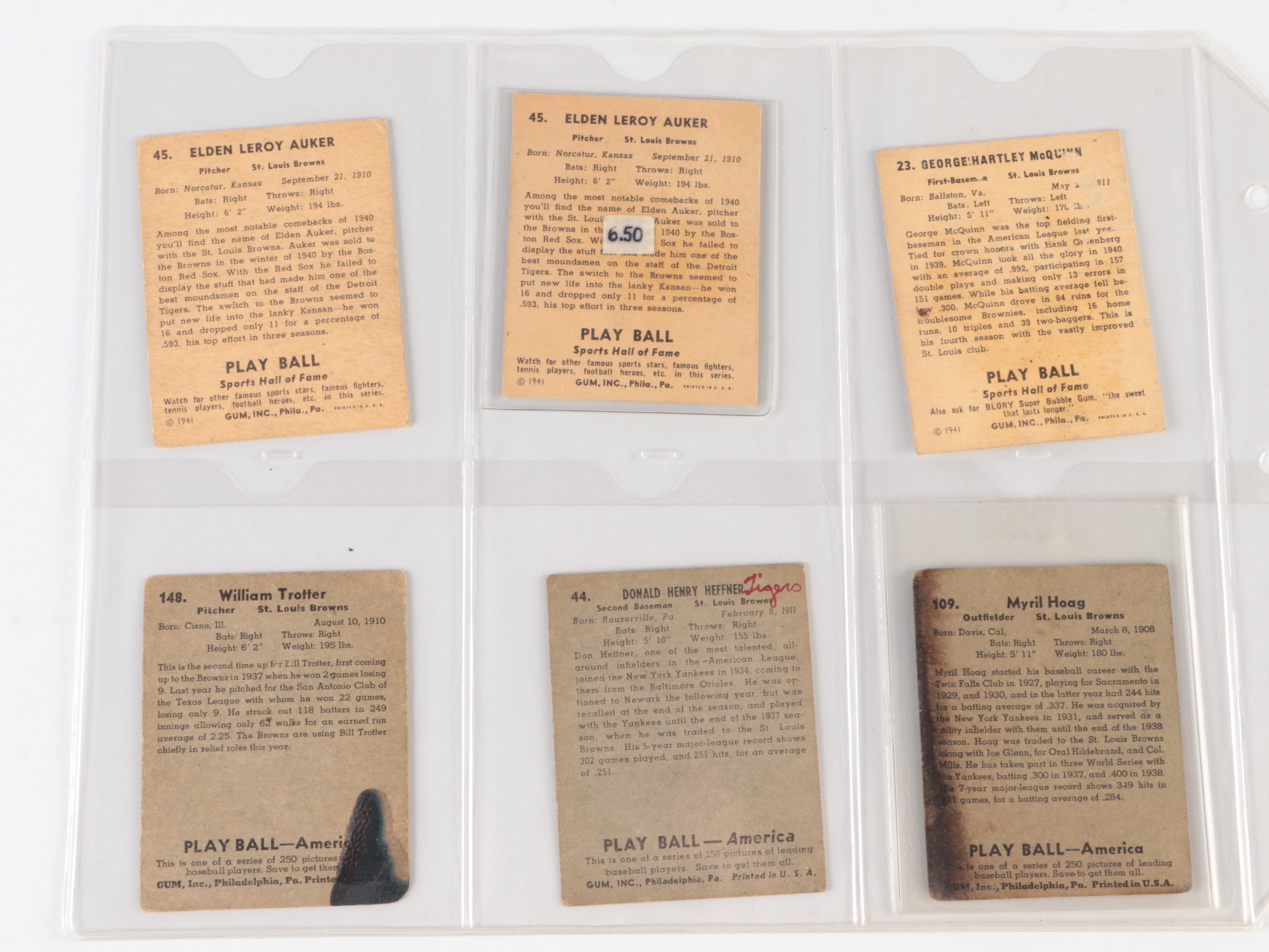 1939 to 1941 Playball with 1951 Topps Red and Blue Back Baseball Cards