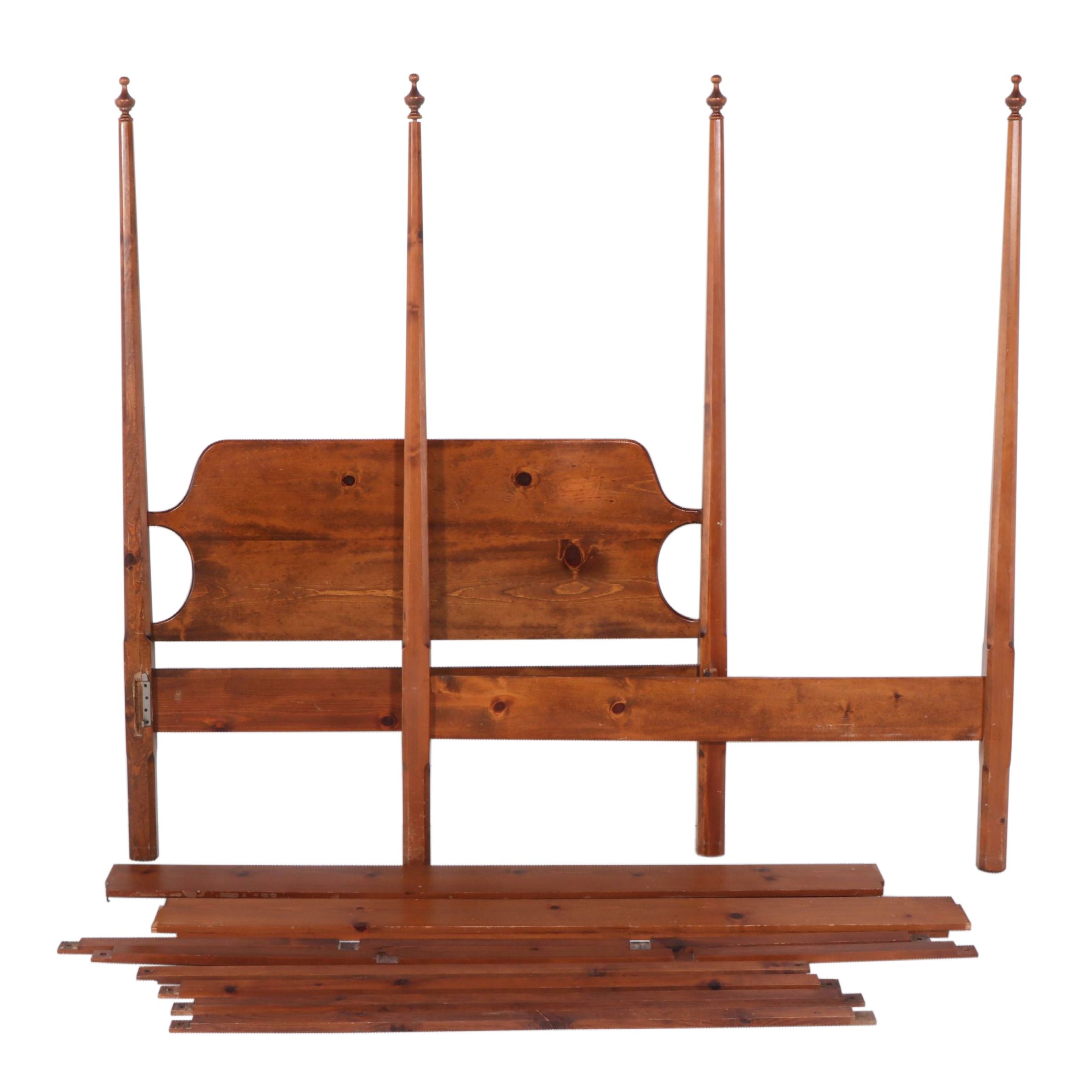 Federal Style Pine Queen Size Tester Bed Frame, Late 20th Century