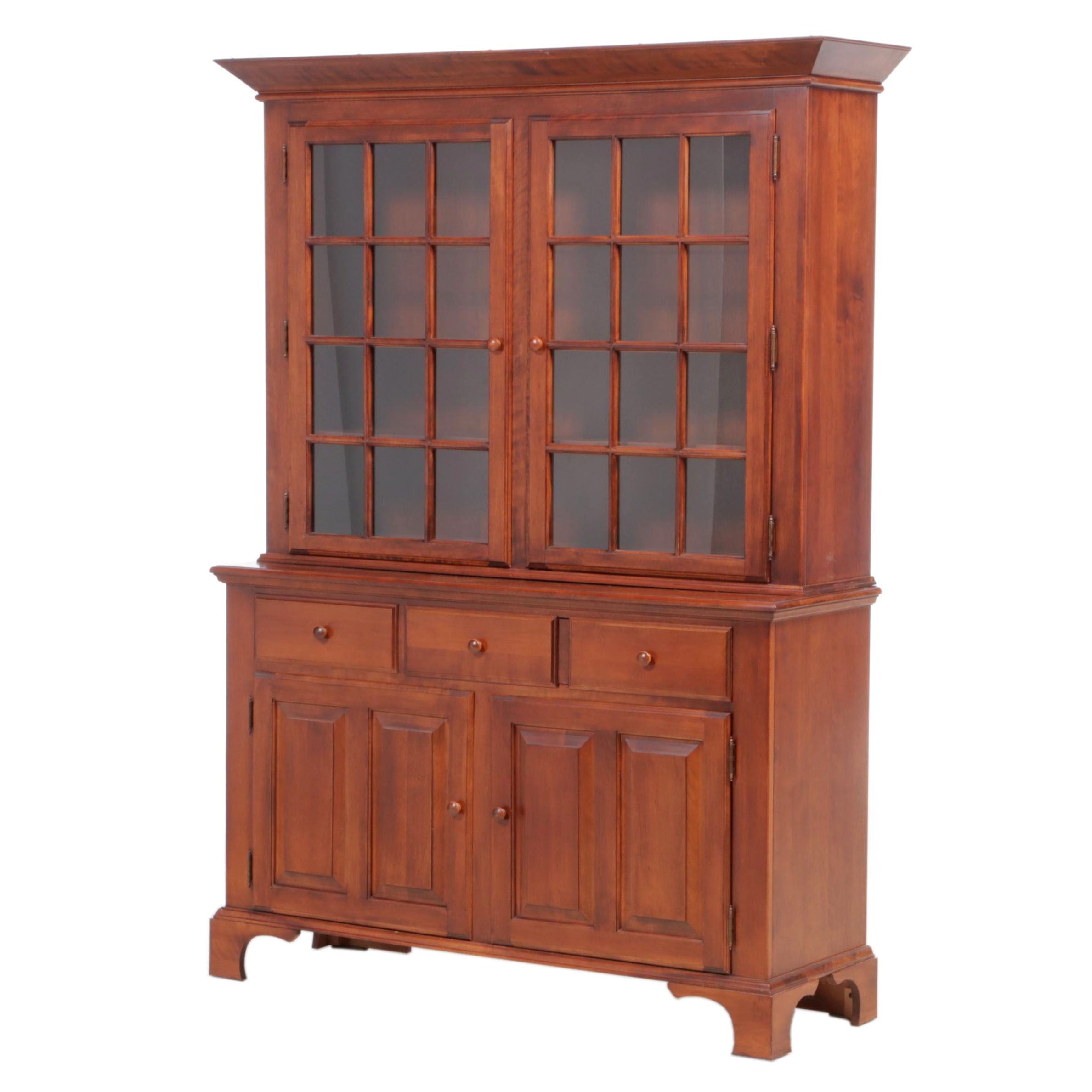 Nichols & Stone Co. Shaker Style Cherry China Cabinet, Late 20th Century