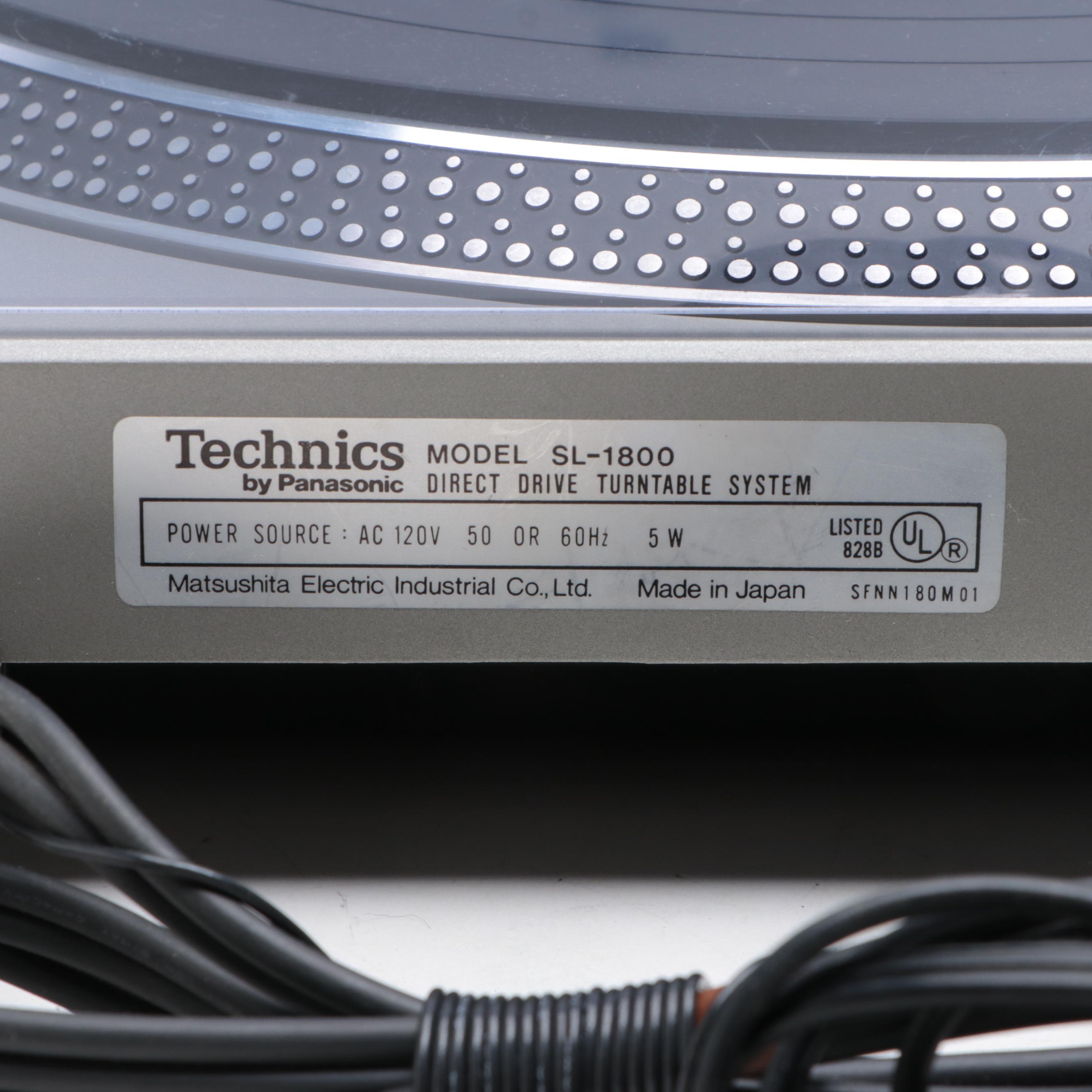 Technics by Panasonic SL-1800 Direct Drive Turntable, Mid/ Late 20th Century