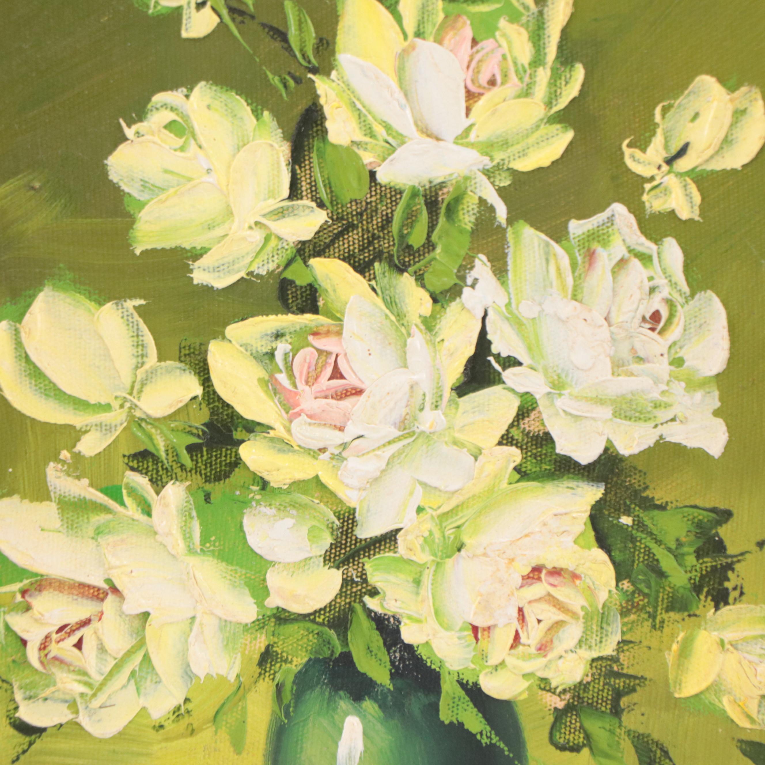 Robert Cox Oil Painting of Floral Still Life, Circa 1970