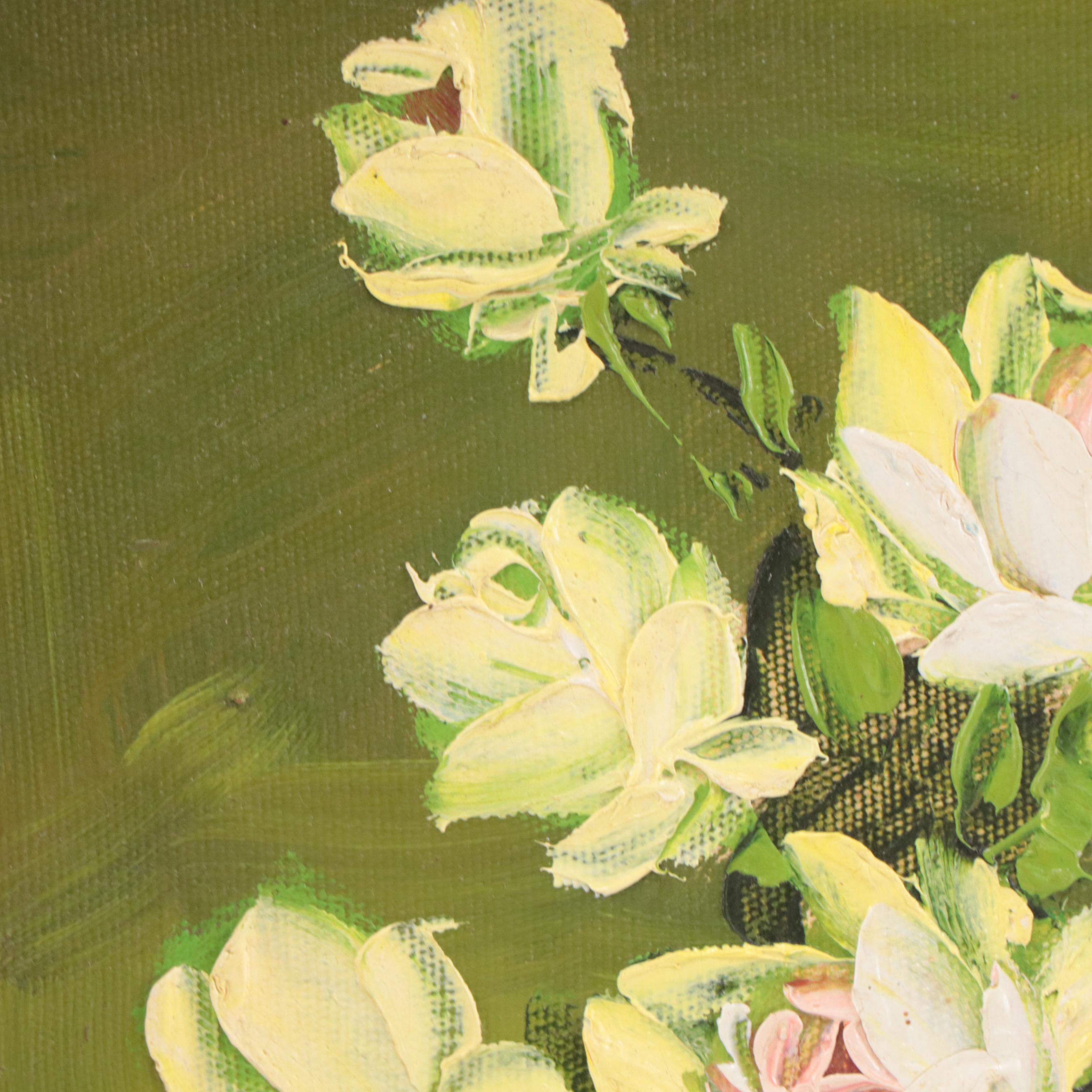 Robert Cox Oil Painting of Floral Still Life, Circa 1970