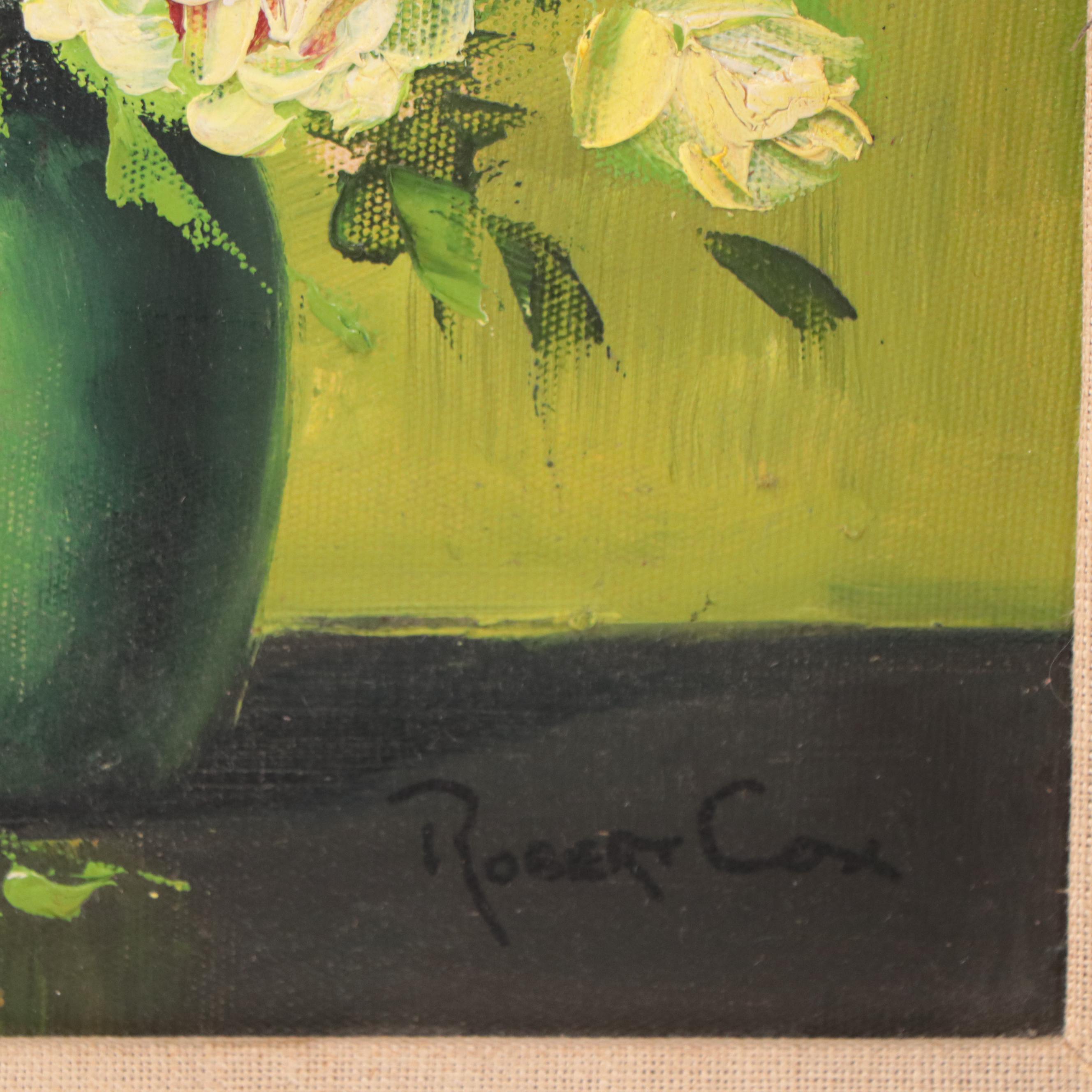 Robert Cox Oil Painting of Floral Still Life, Circa 1970