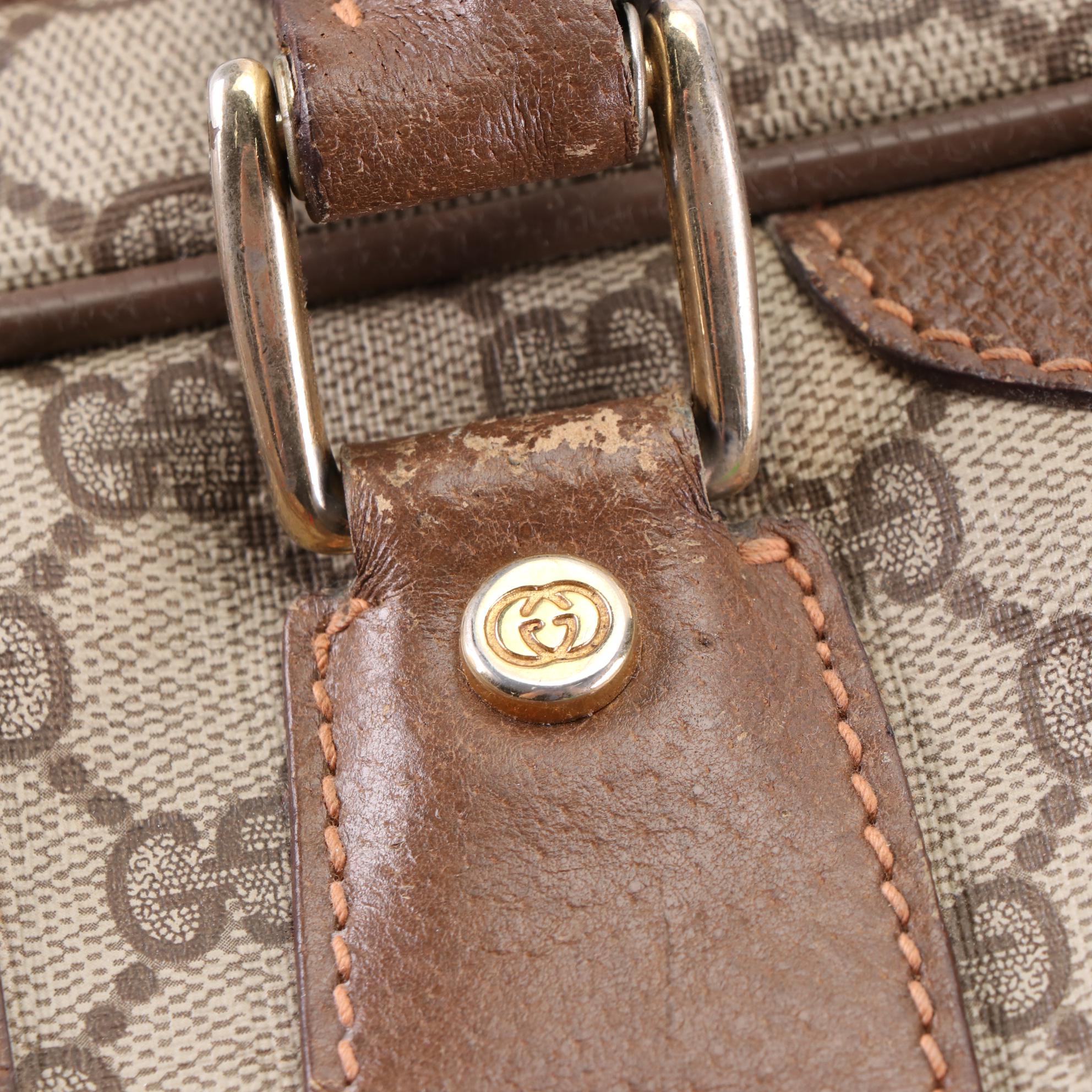 Gucci Garment Bag in GG Monogram Coated Canvas, Web Stripe, and Leather