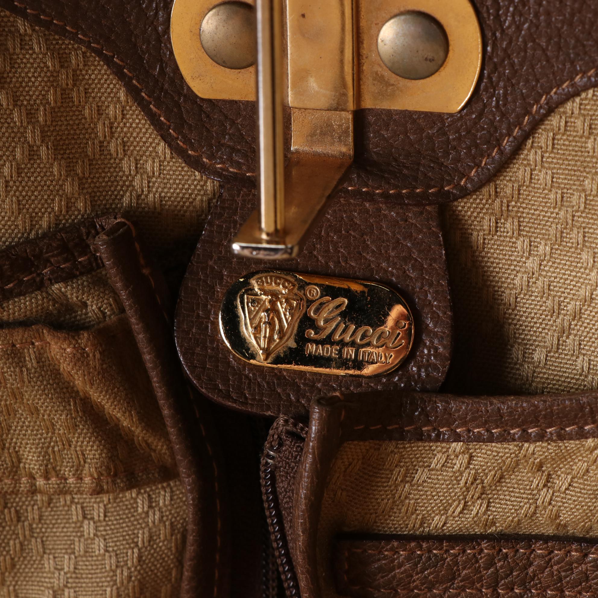 Gucci Garment Bag in GG Monogram Coated Canvas, Web Stripe, and Leather