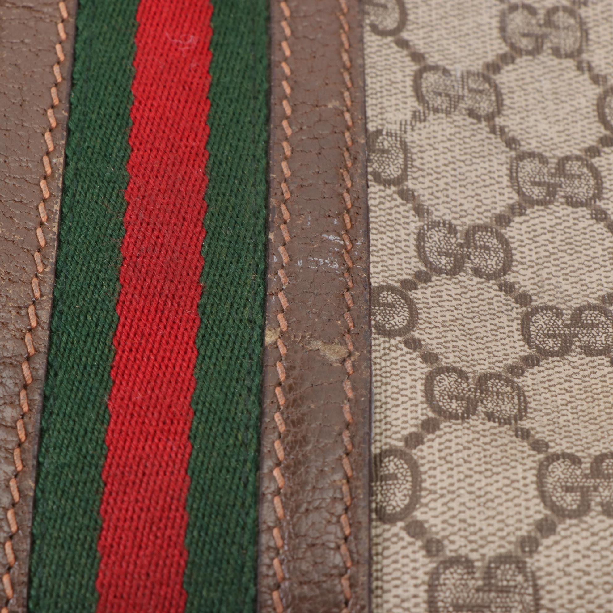 Gucci Garment Bag in GG Monogram Coated Canvas, Web Stripe, and Leather