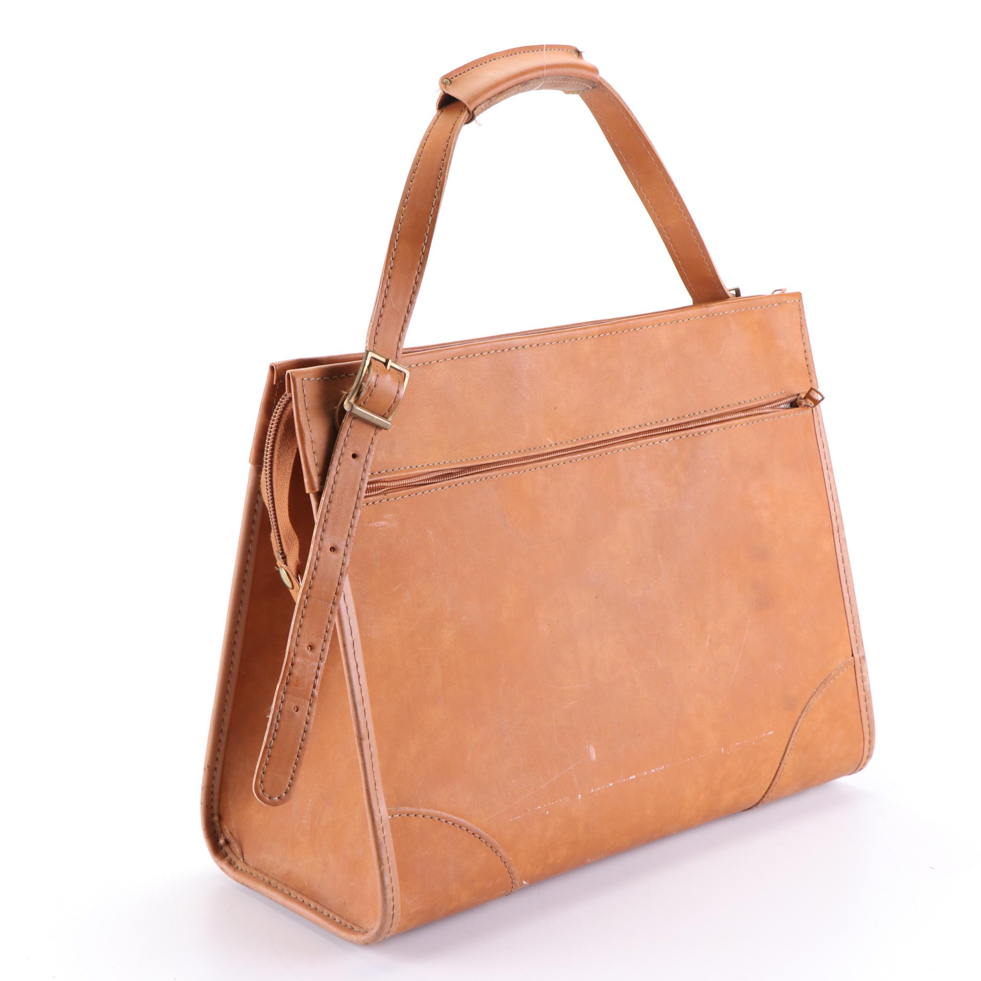 Hartmann Luggage Tan Leather Carry-On with Pouch