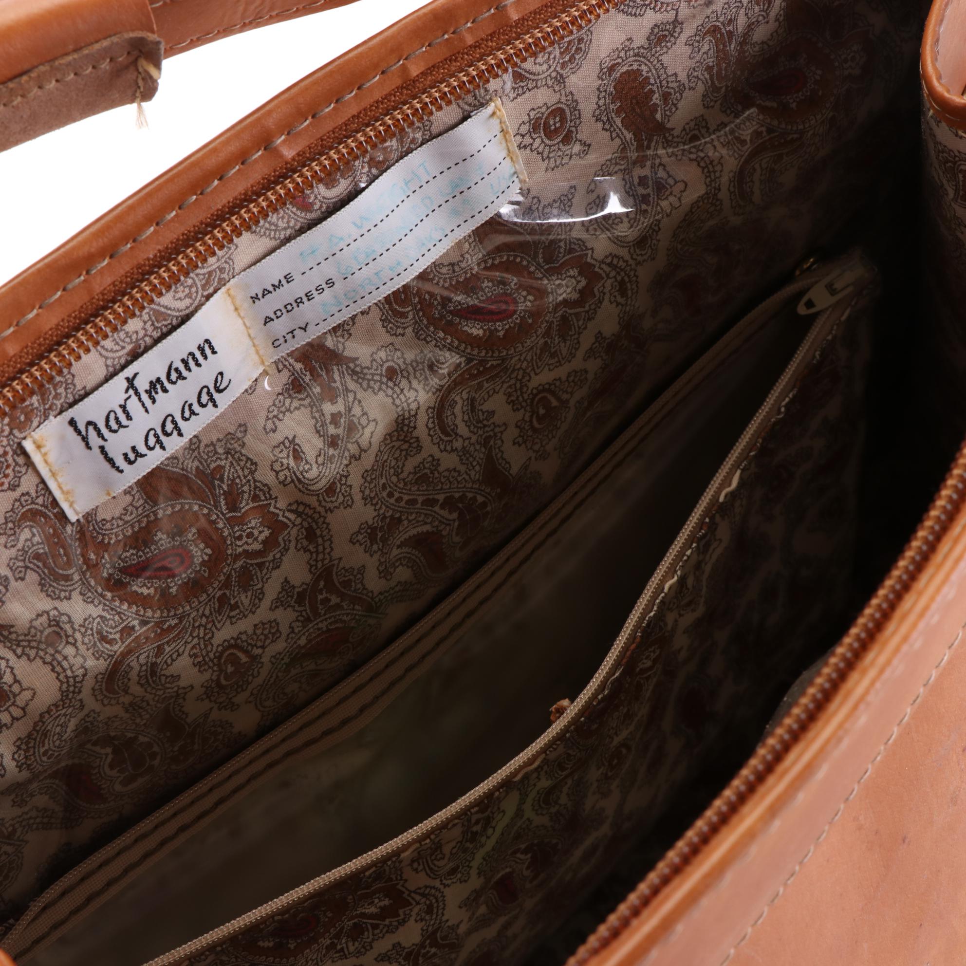 Hartmann Luggage Tan Leather Carry-On with Pouch