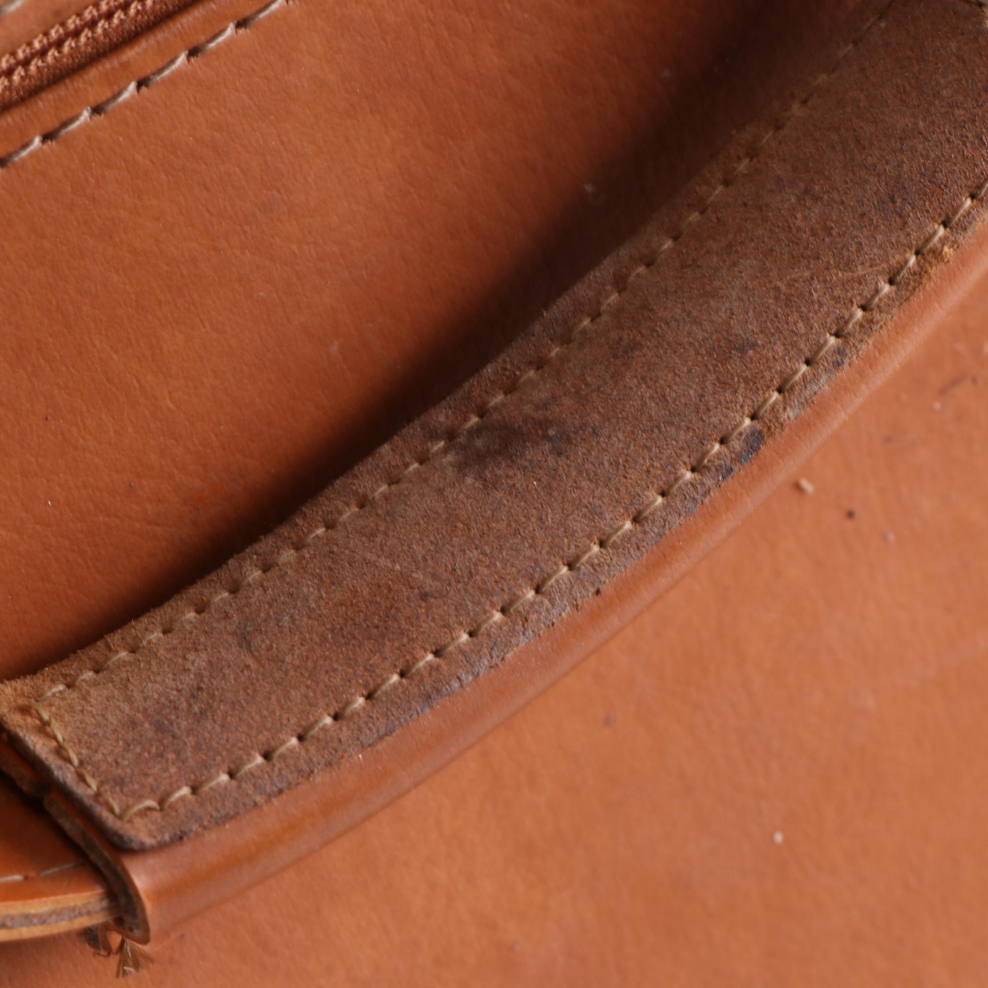 Hartmann Luggage Tan Leather Carry-On with Pouch