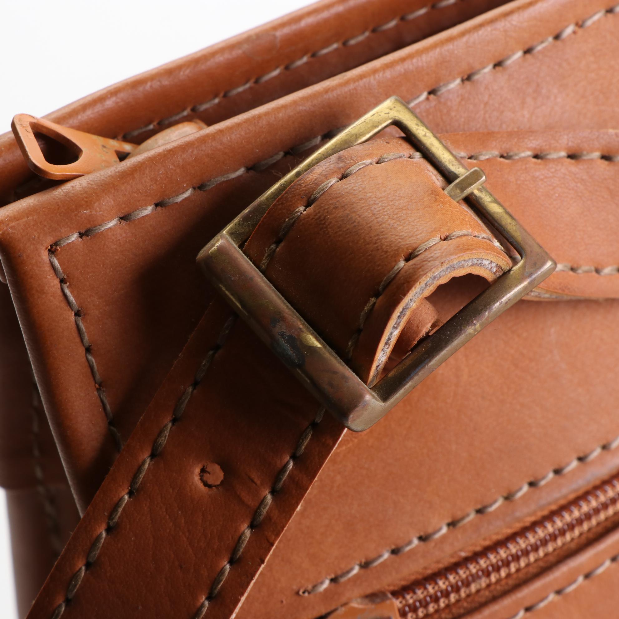 Hartmann Luggage Tan Leather Carry-On with Pouch