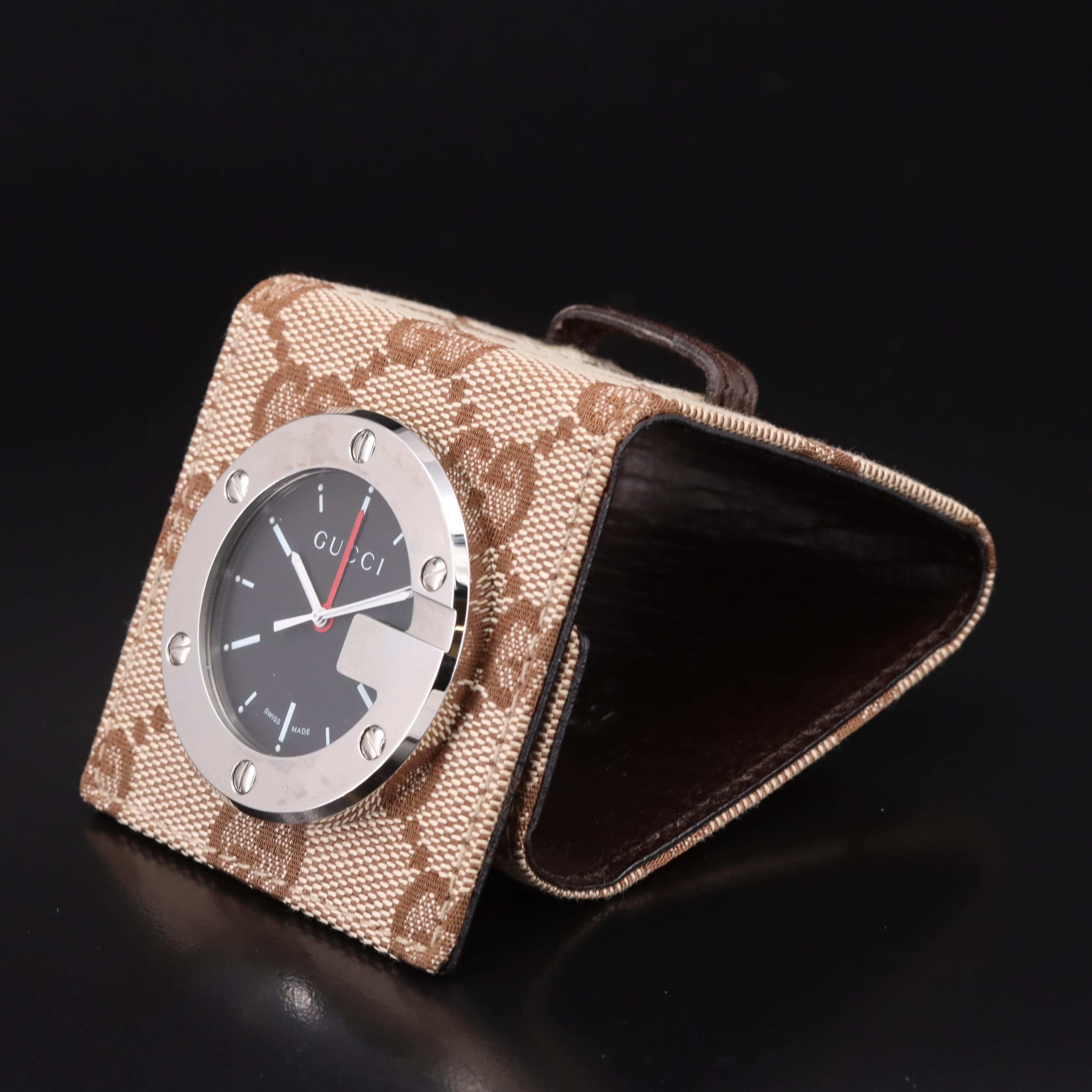 Gucci Monogram Canvas Travel Alarm Clock