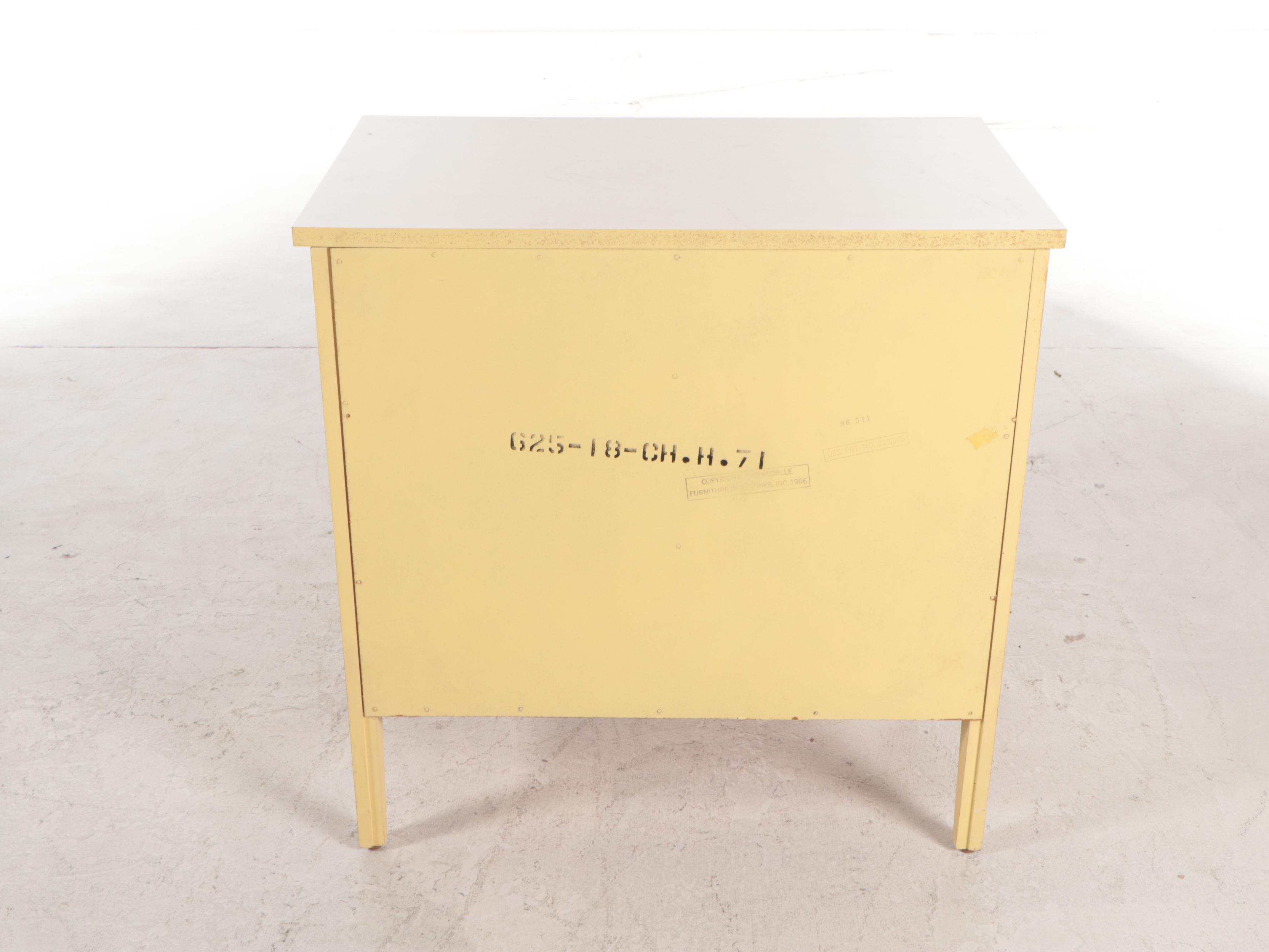 Pair of Thomasville Painted Faux-Bamboo Twin Size Bed Frames and Nightstand