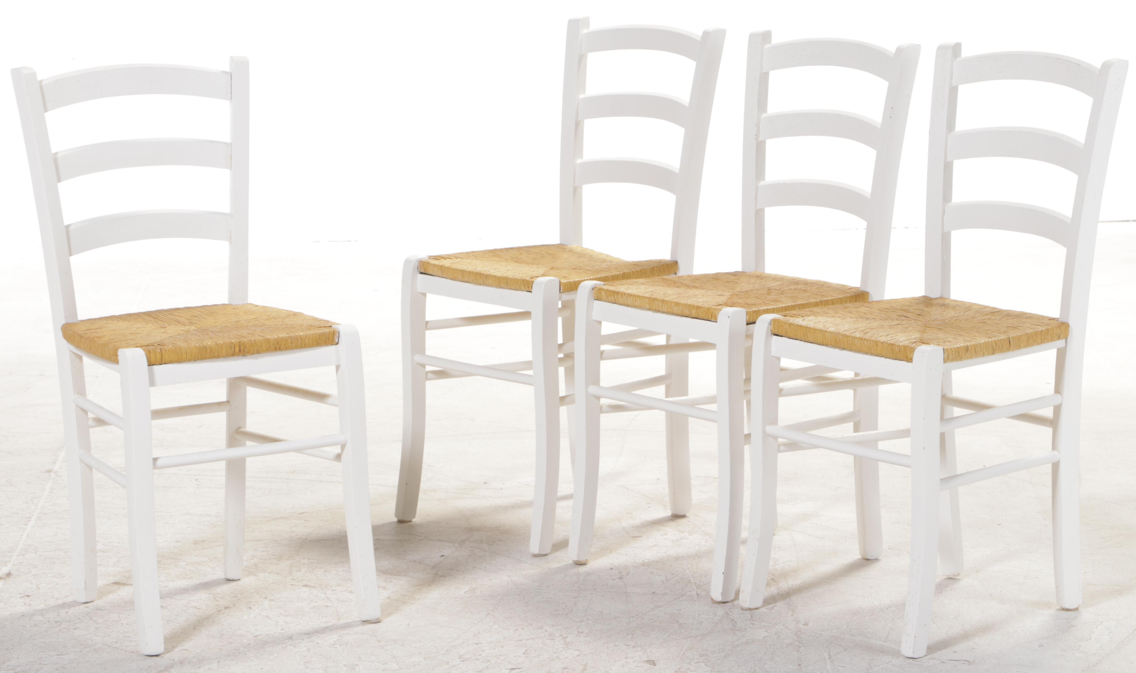 Five-Piece Primitive Style White-Painted Dining Set