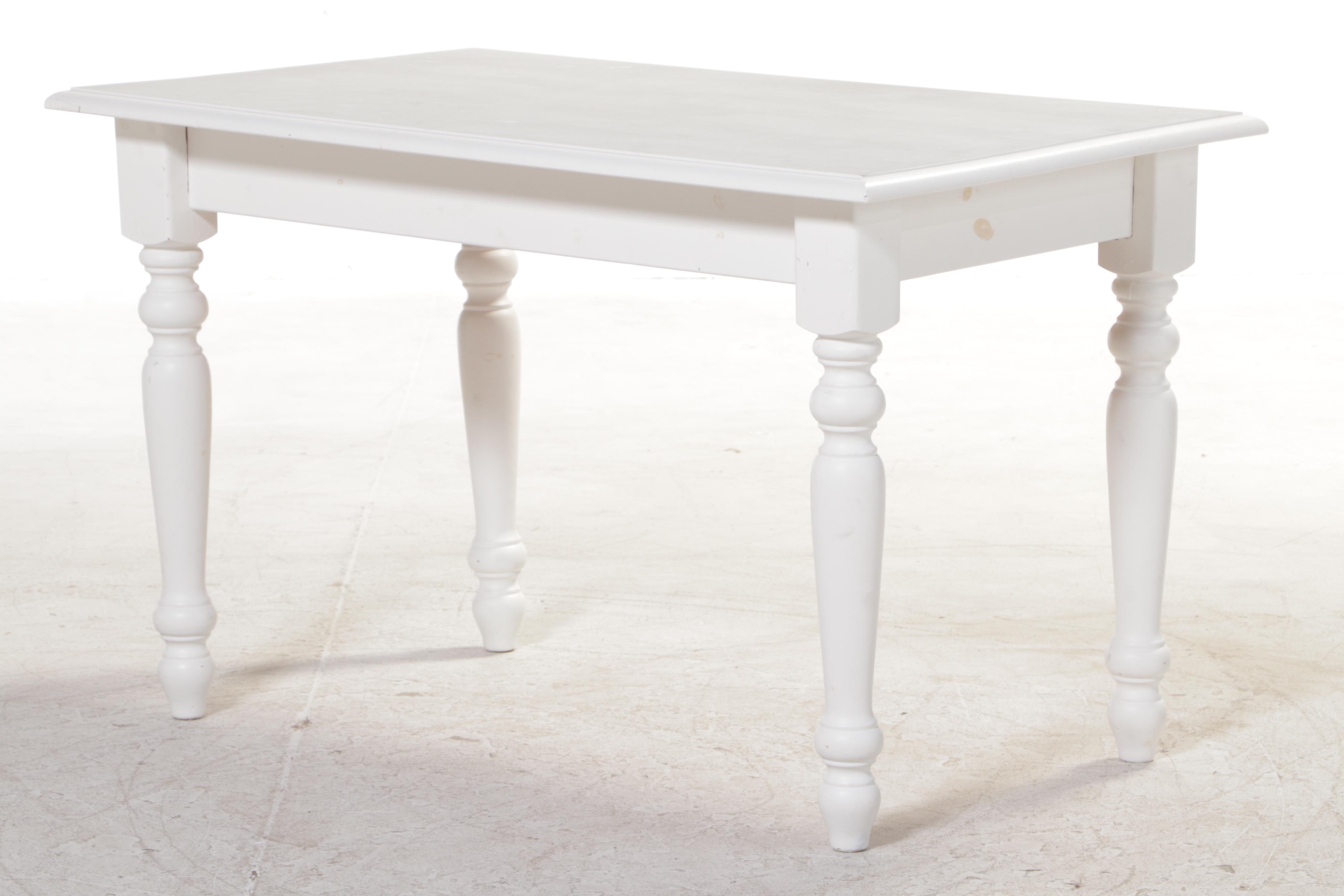 Five-Piece Primitive Style White-Painted Dining Set