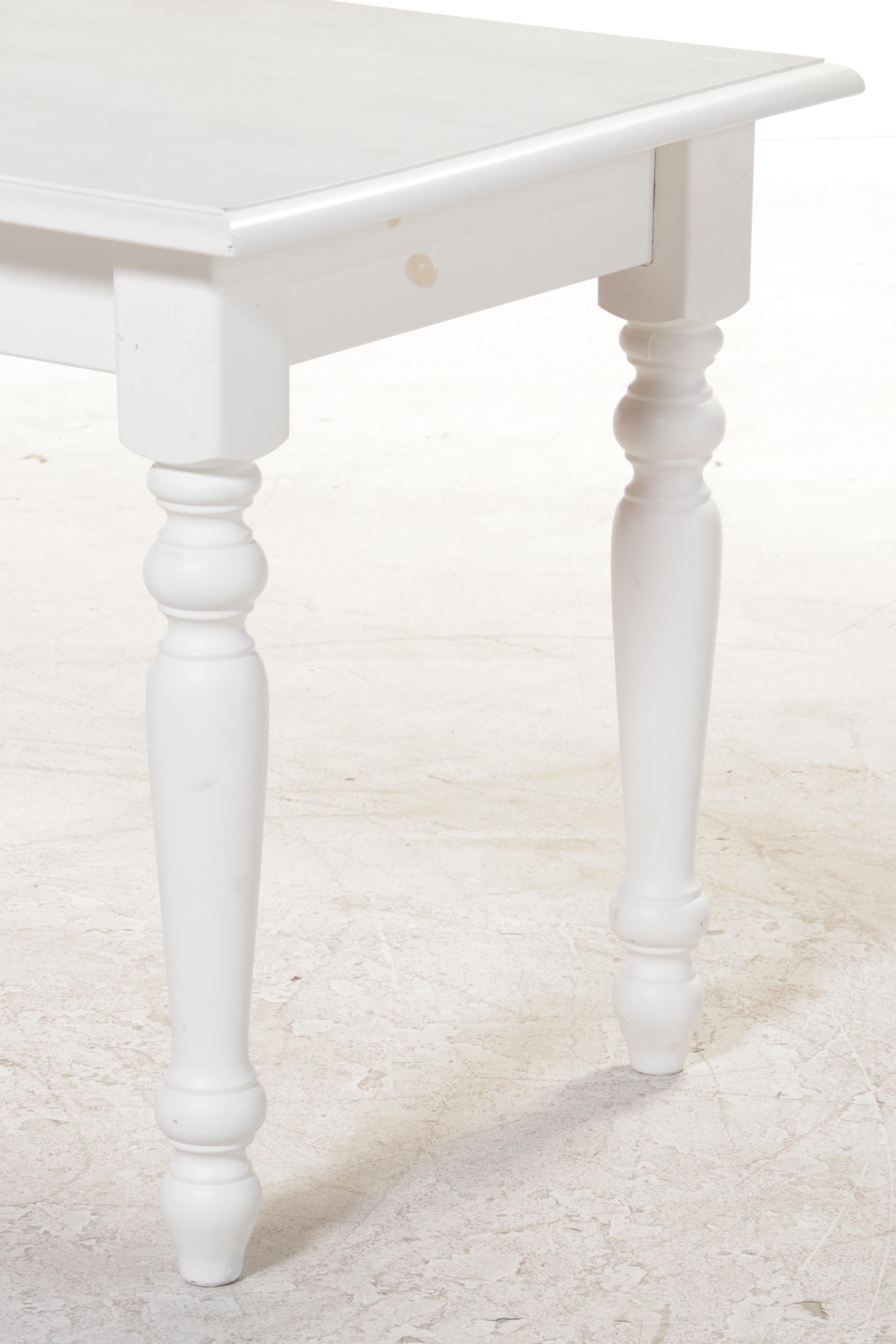 Five-Piece Primitive Style White-Painted Dining Set