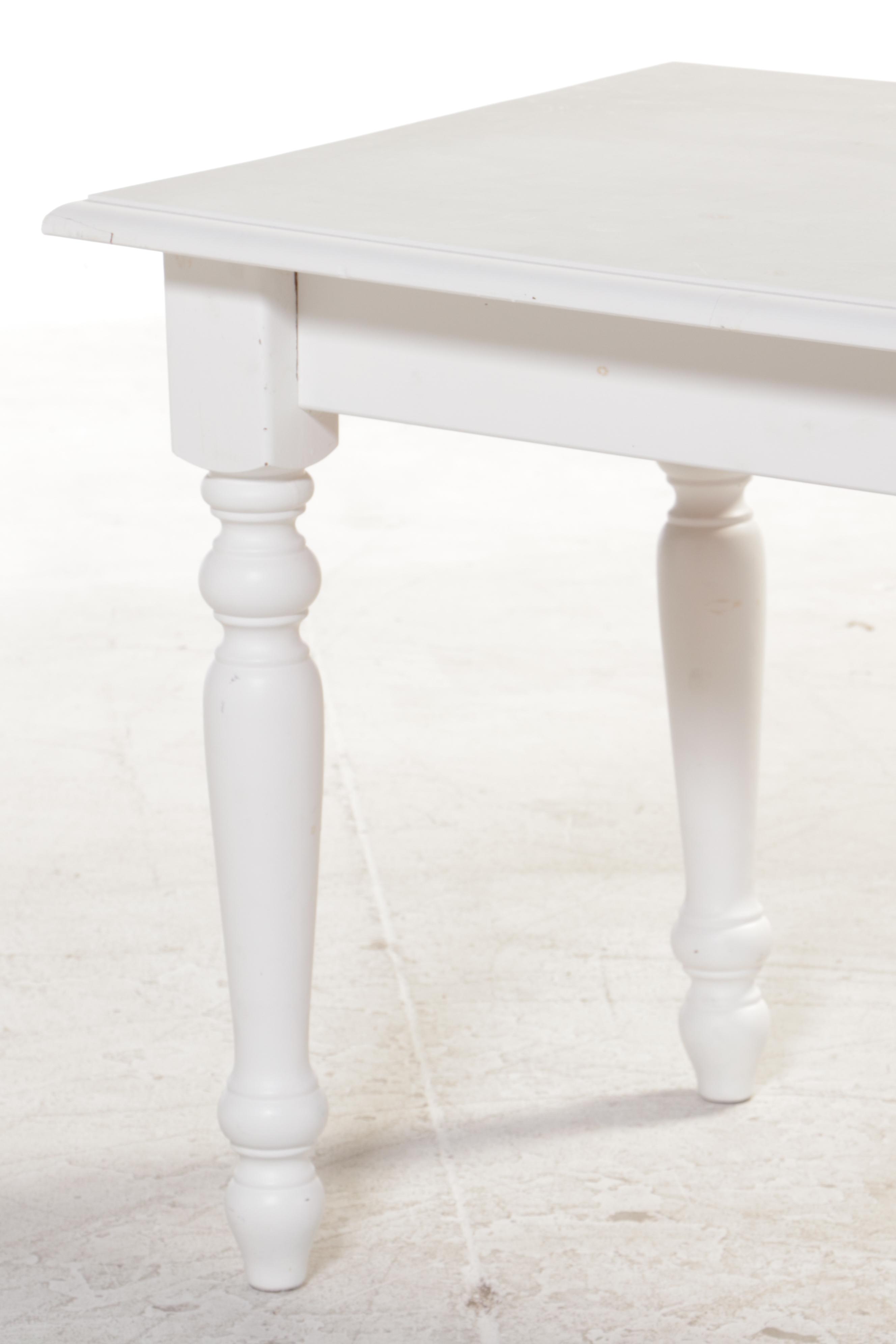 Five-Piece Primitive Style White-Painted Dining Set