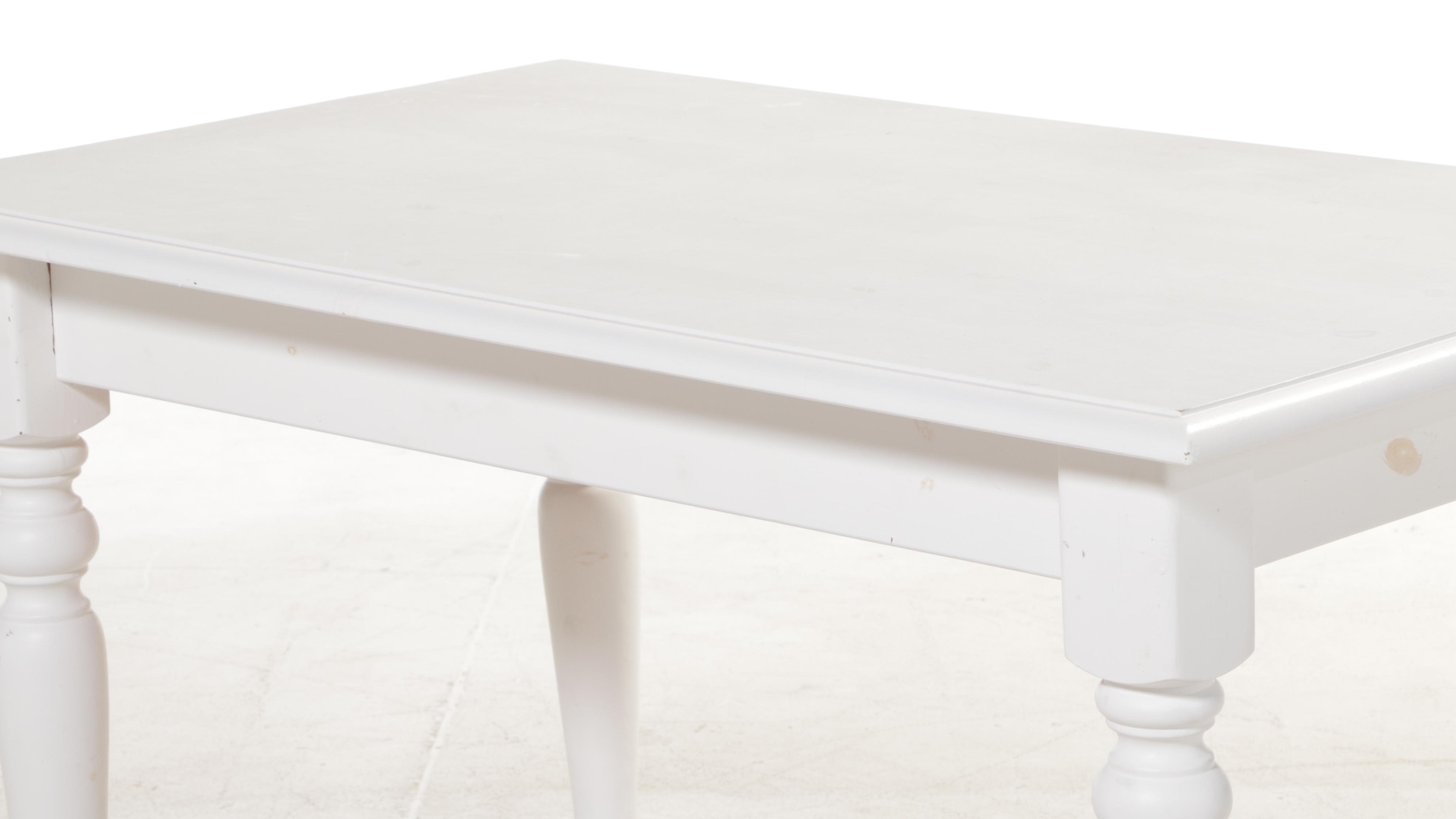 Five-Piece Primitive Style White-Painted Dining Set