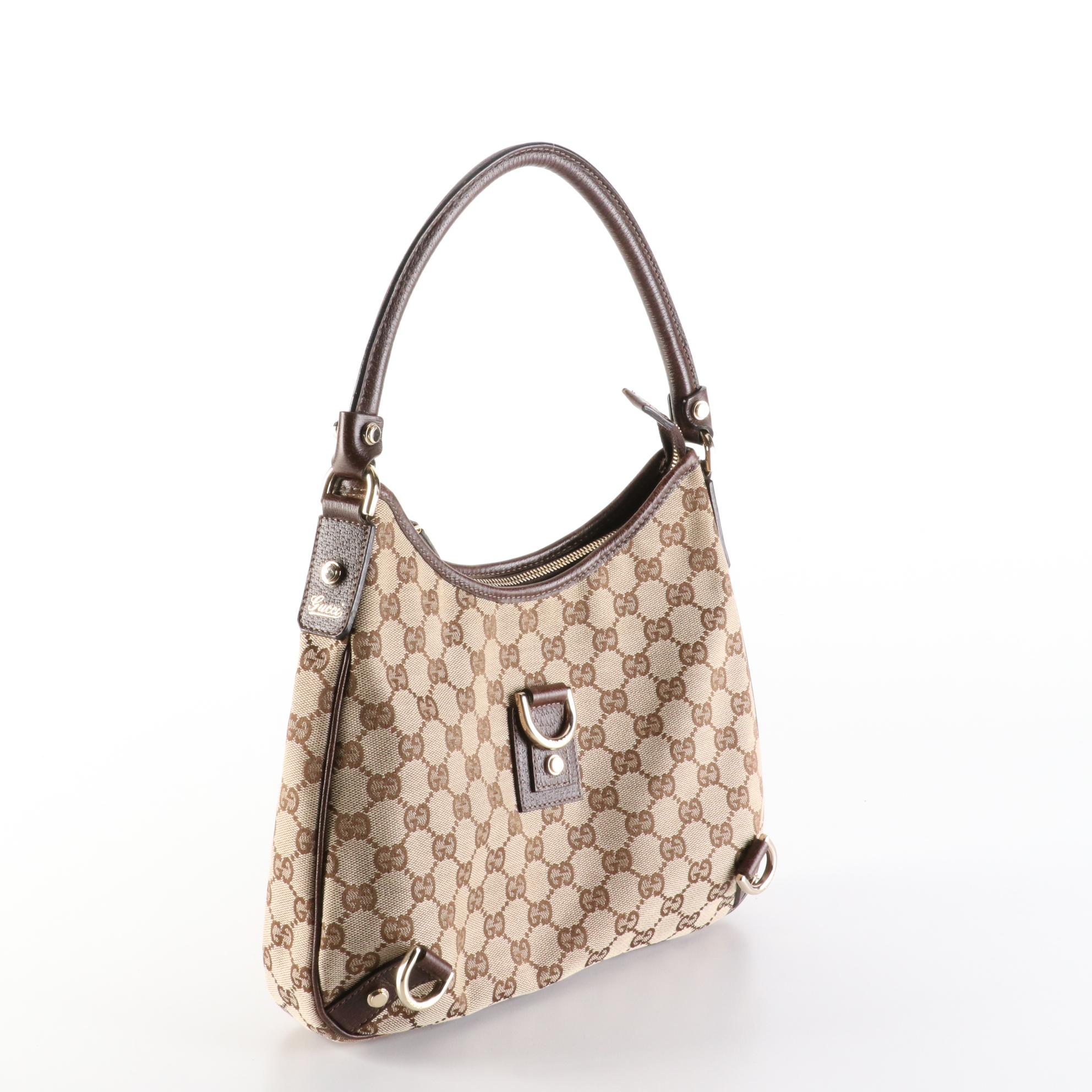 Gucci Abbey D-Ring Shoulder Bag in GG Canvas and Leather