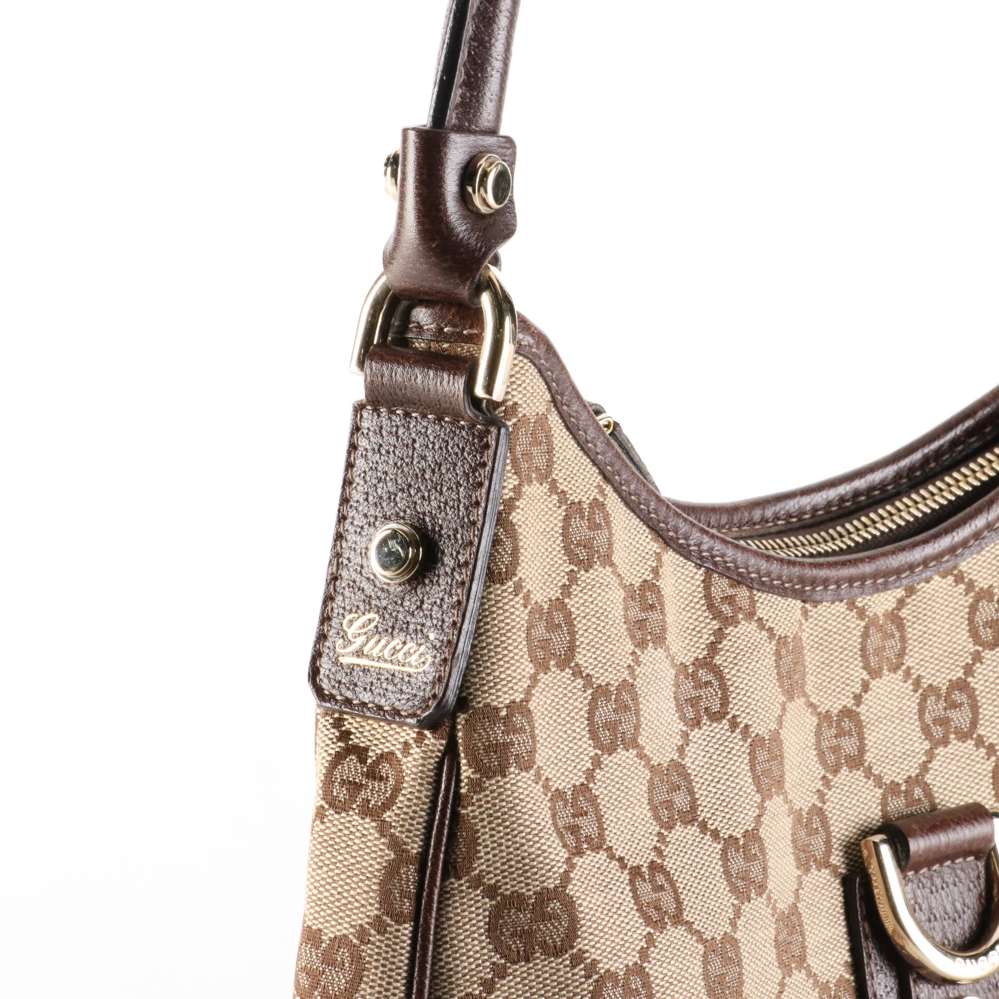 Gucci Abbey D-Ring Shoulder Bag in GG Canvas and Leather