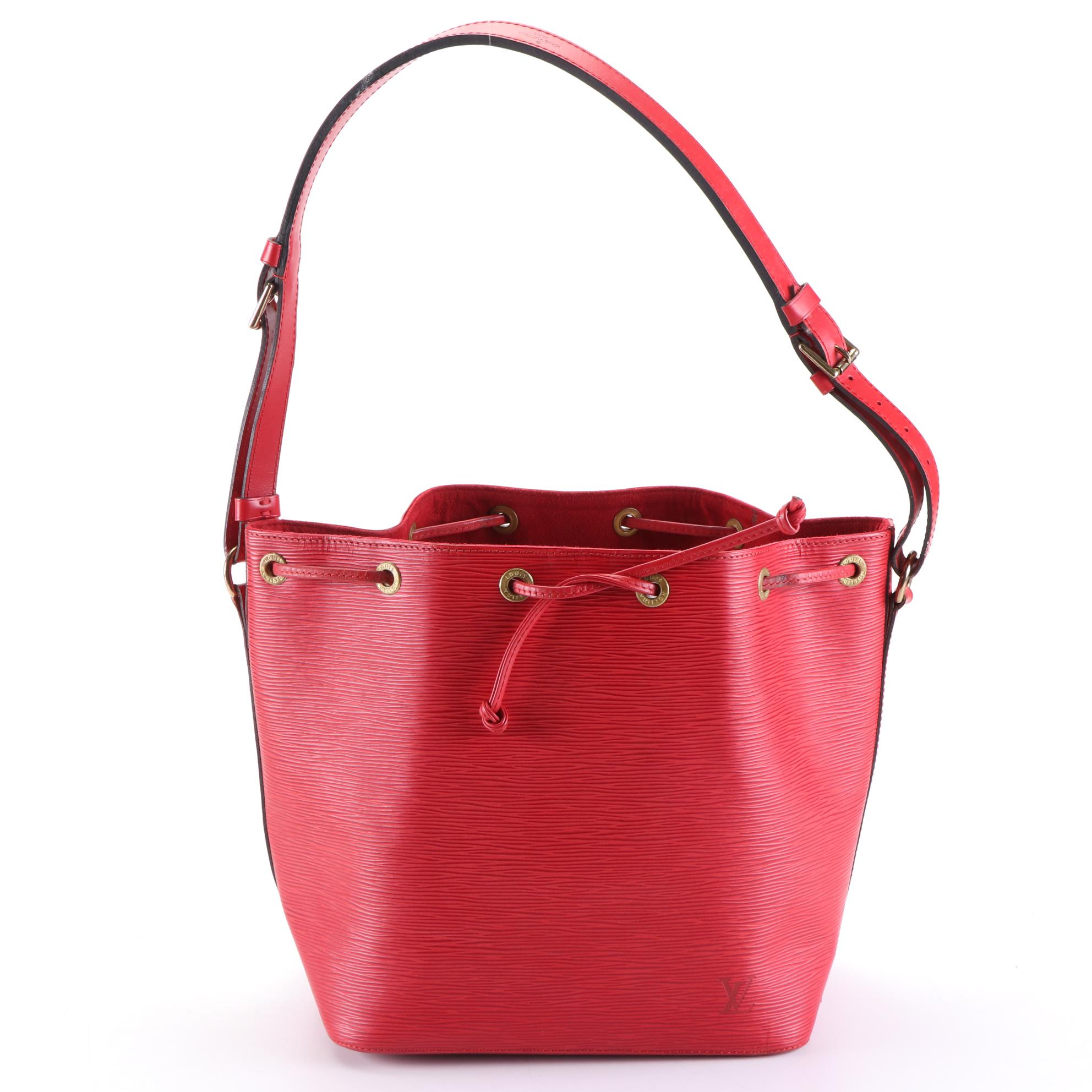 Louis Vuitton Petit Noé Shoulder Bag in Red Epi and Smooth Leather
