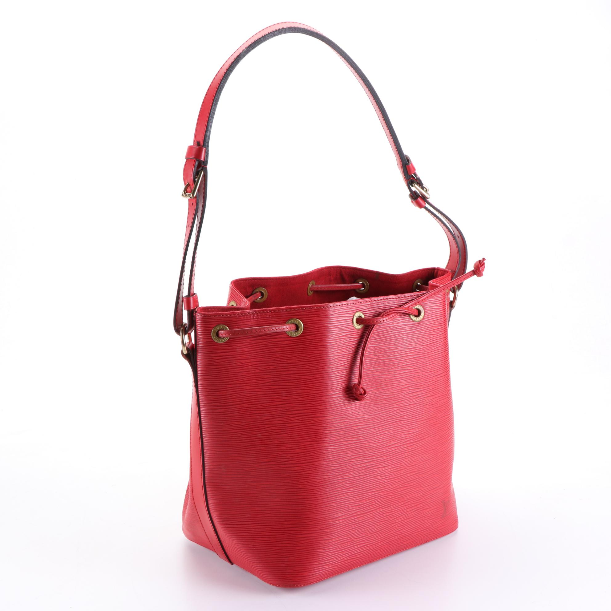 Louis Vuitton Petit Noé Shoulder Bag in Red Epi and Smooth Leather