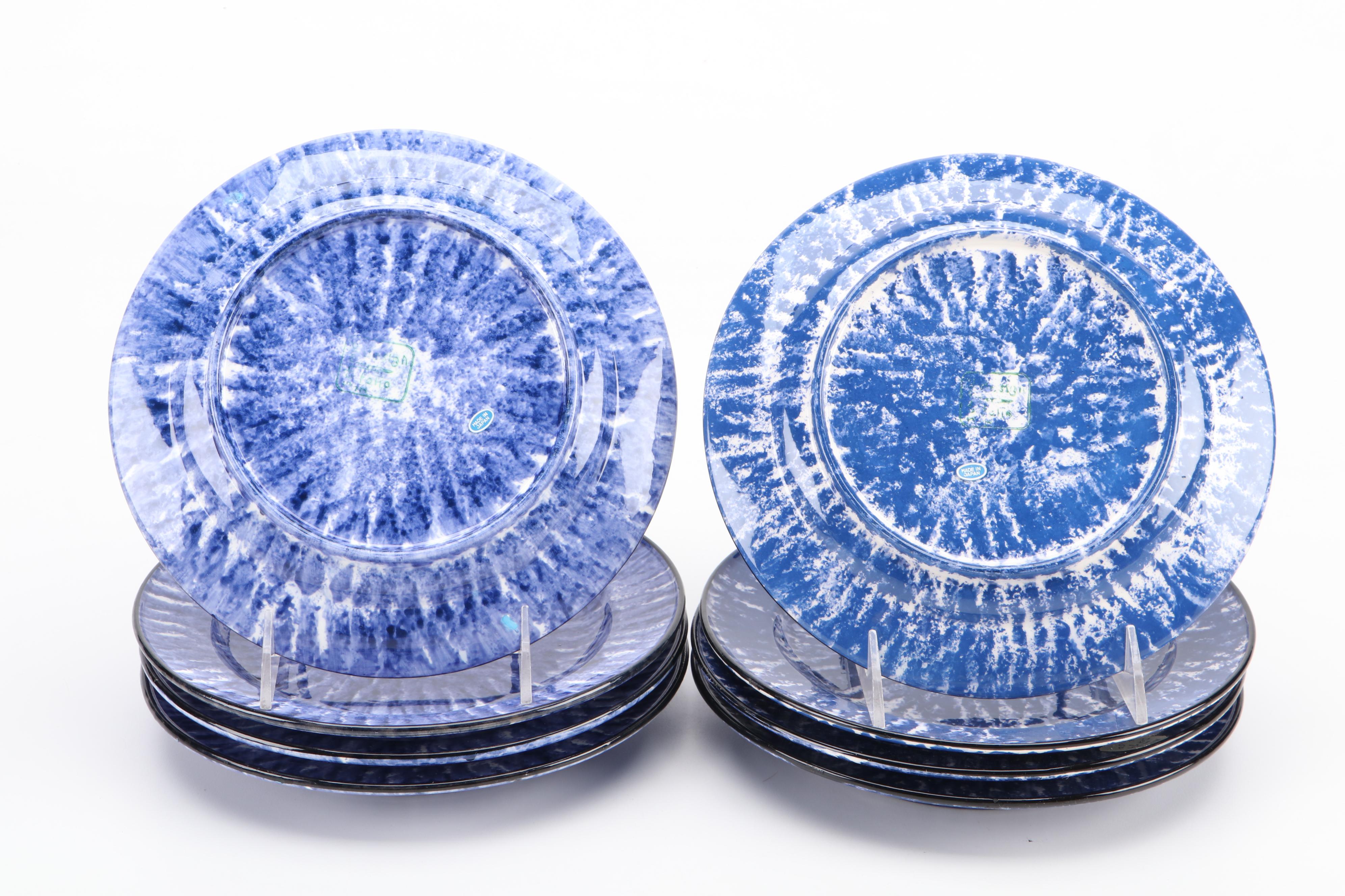 Schmid Blue Spongeware Ceramic Dinnerware and Ironstone Dutch Oven