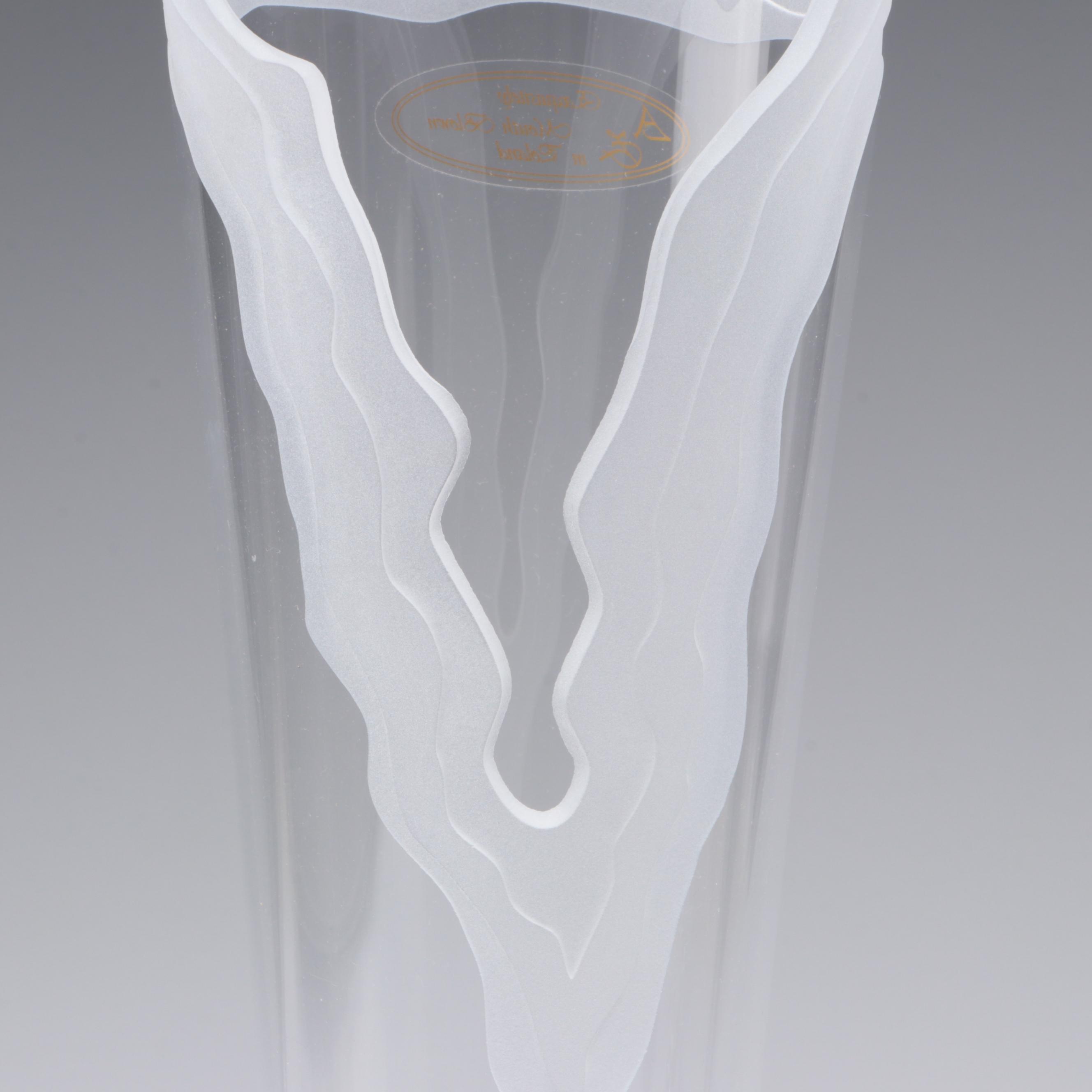 Badash Crystal Sommerso Vase with Pair of Polish Blown Glass Vases