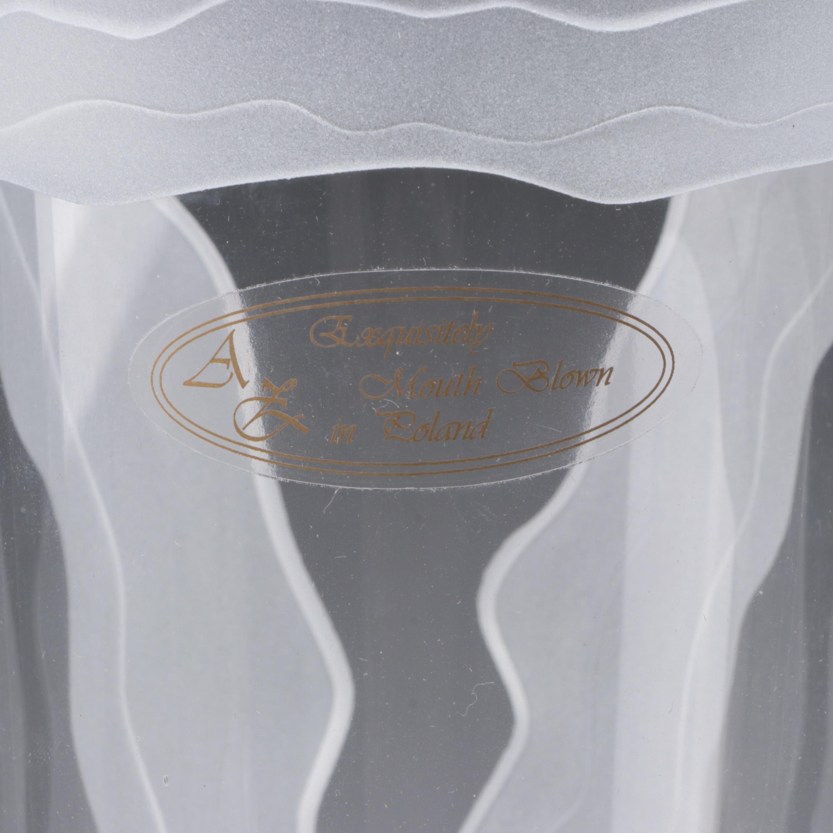 Badash Crystal Sommerso Vase with Pair of Polish Blown Glass Vases