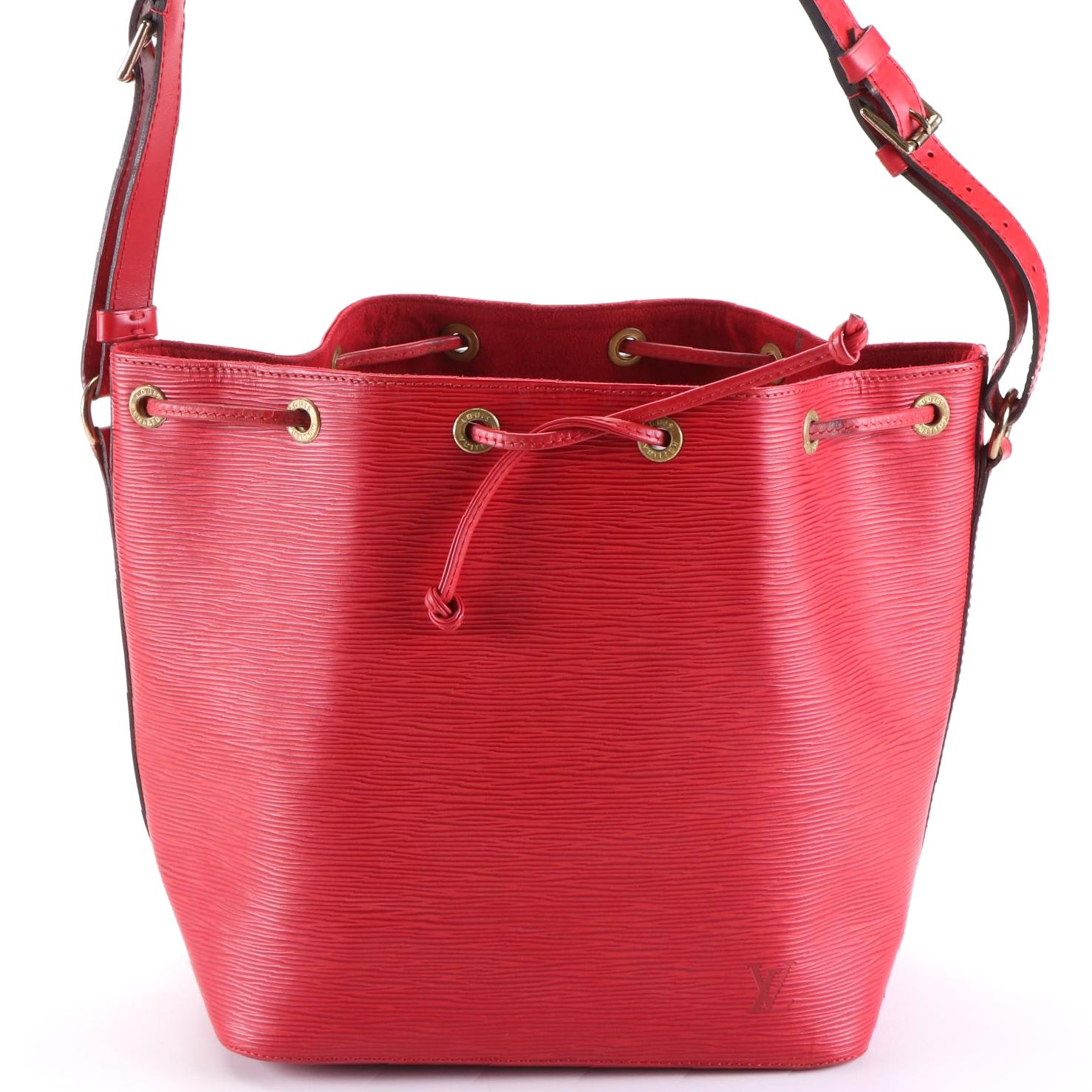 Louis Vuitton Petit Noé Shoulder Bag in Red Epi and Smooth Leather