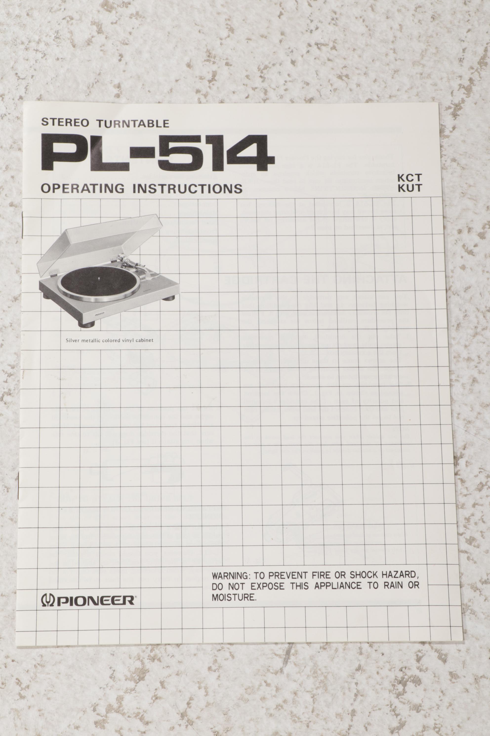 Pioneer PL-514 Turntable with Johnny Cash, Diana Ross and Other Records