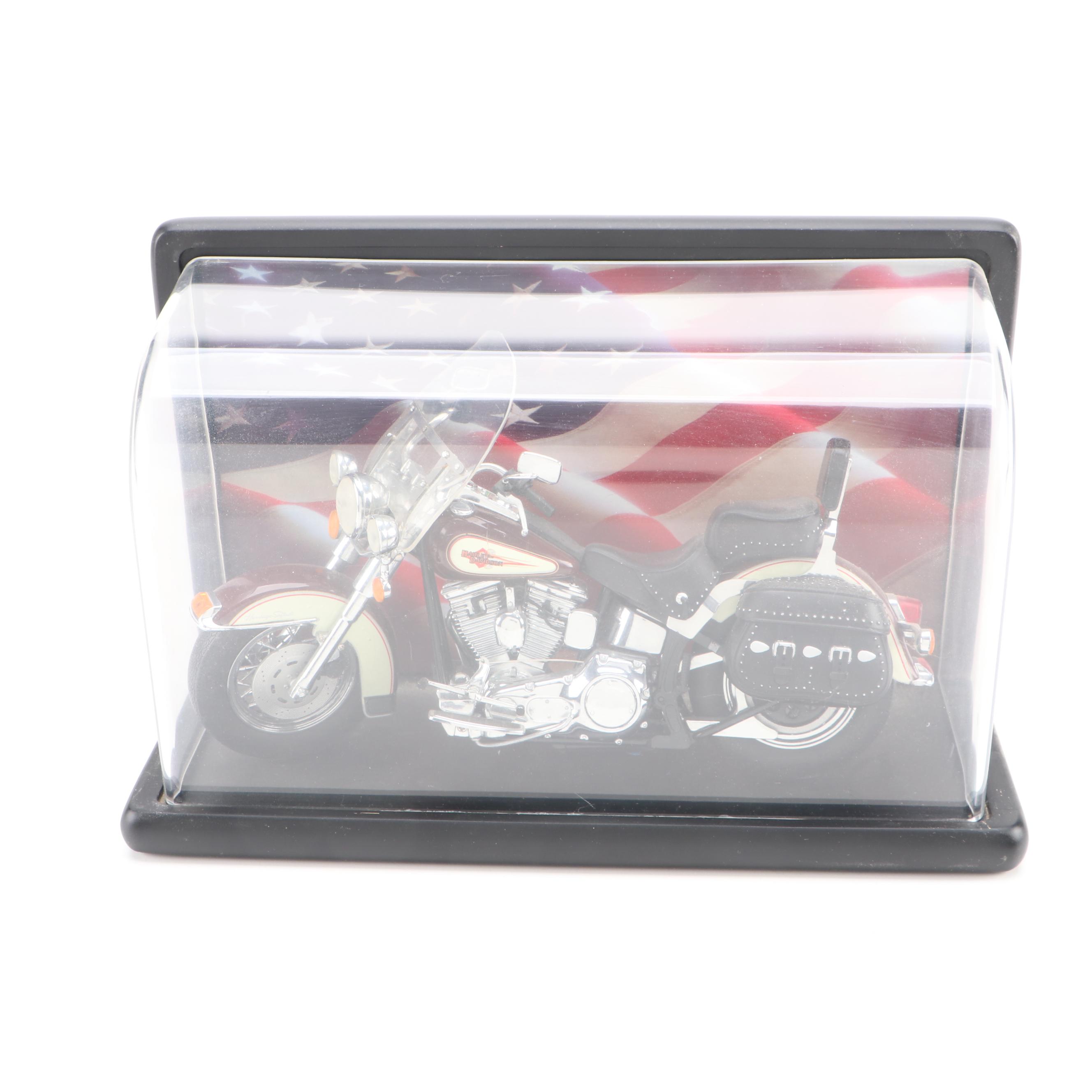 Harley-Davidson Heritage Softail Diecast Motorcycle in Display Case