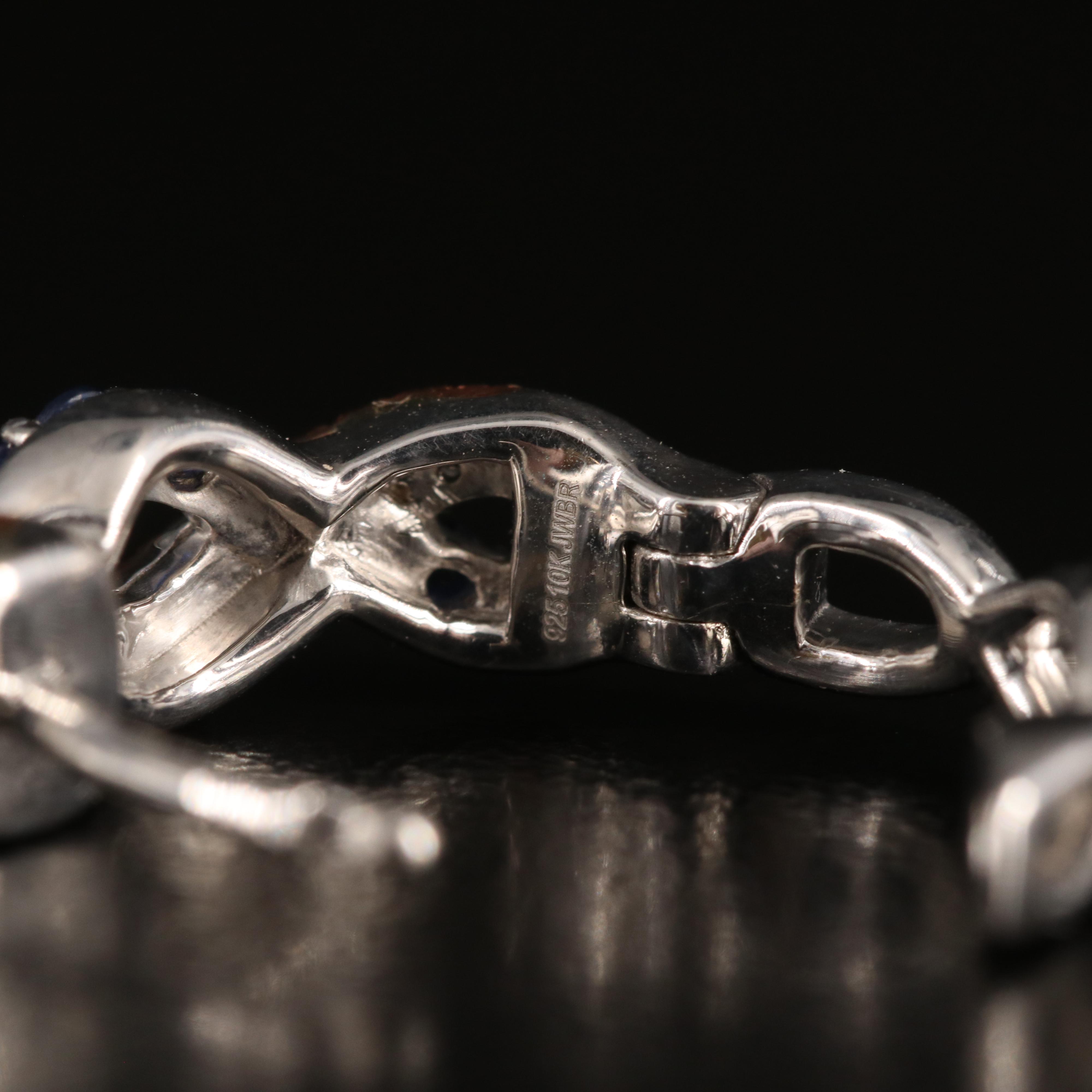 Sterling Sapphire and White Sapphire Huggie Earrings with 10K Rose Gold Accents