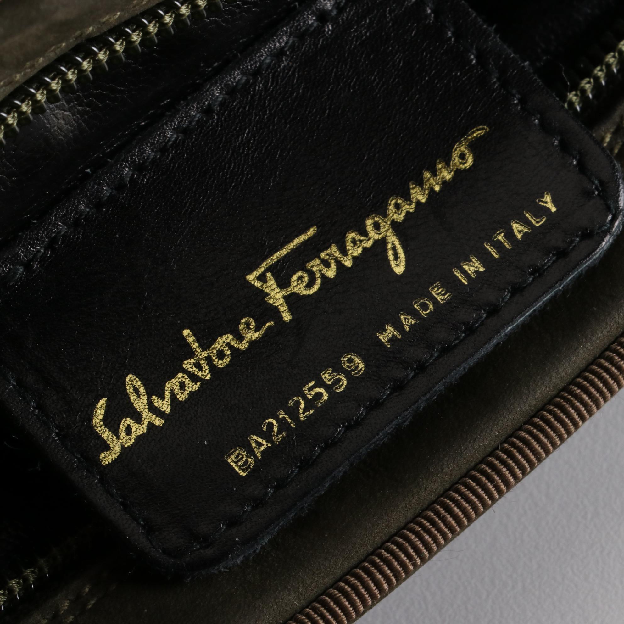 Salvatore Ferragamo Vara Suede Shoulder Bag with Grosgrain Trim